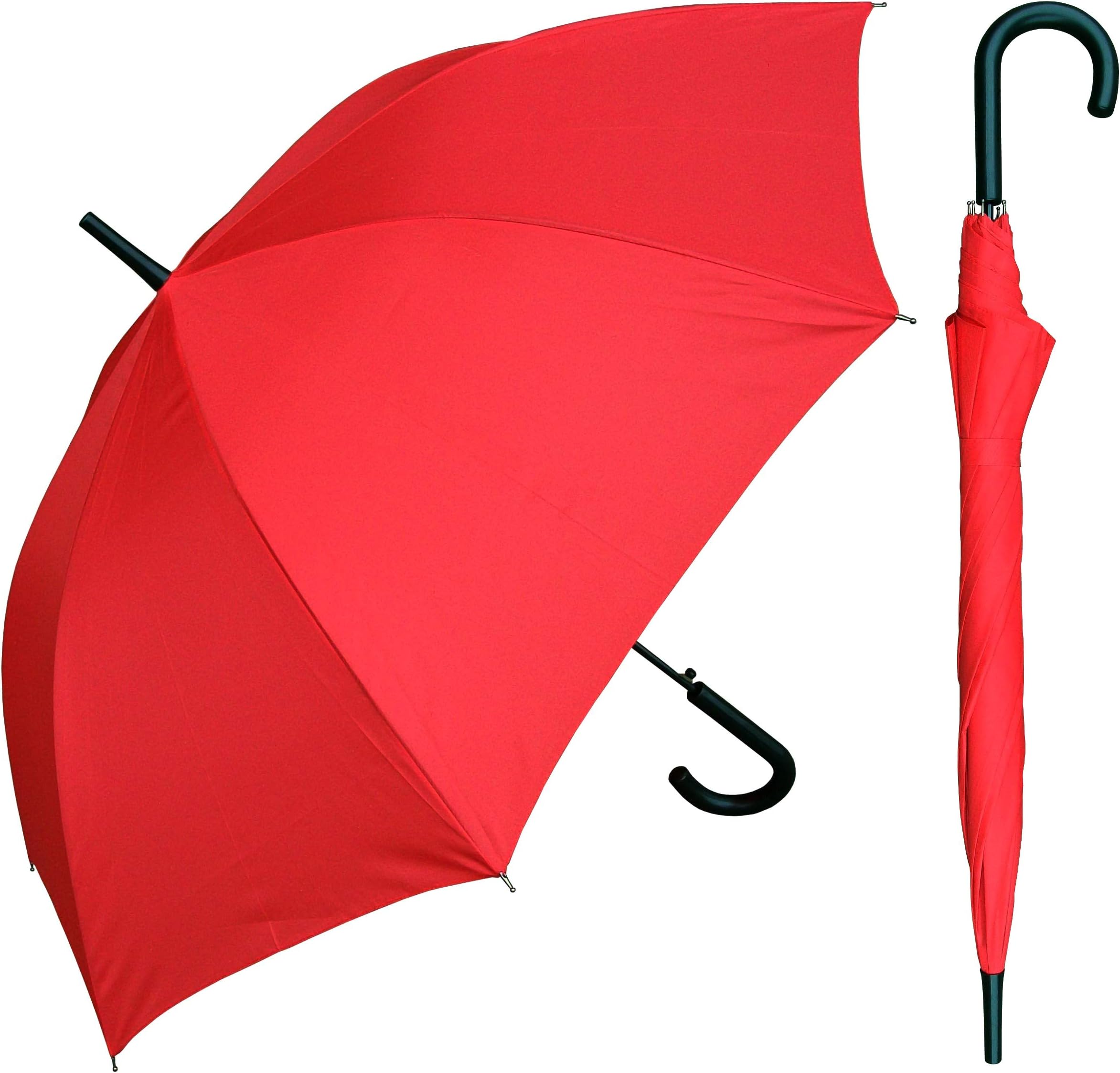 Umbrella 48" Auto Open Red Umbrella with Black Hook Handle (W032TH-RED)