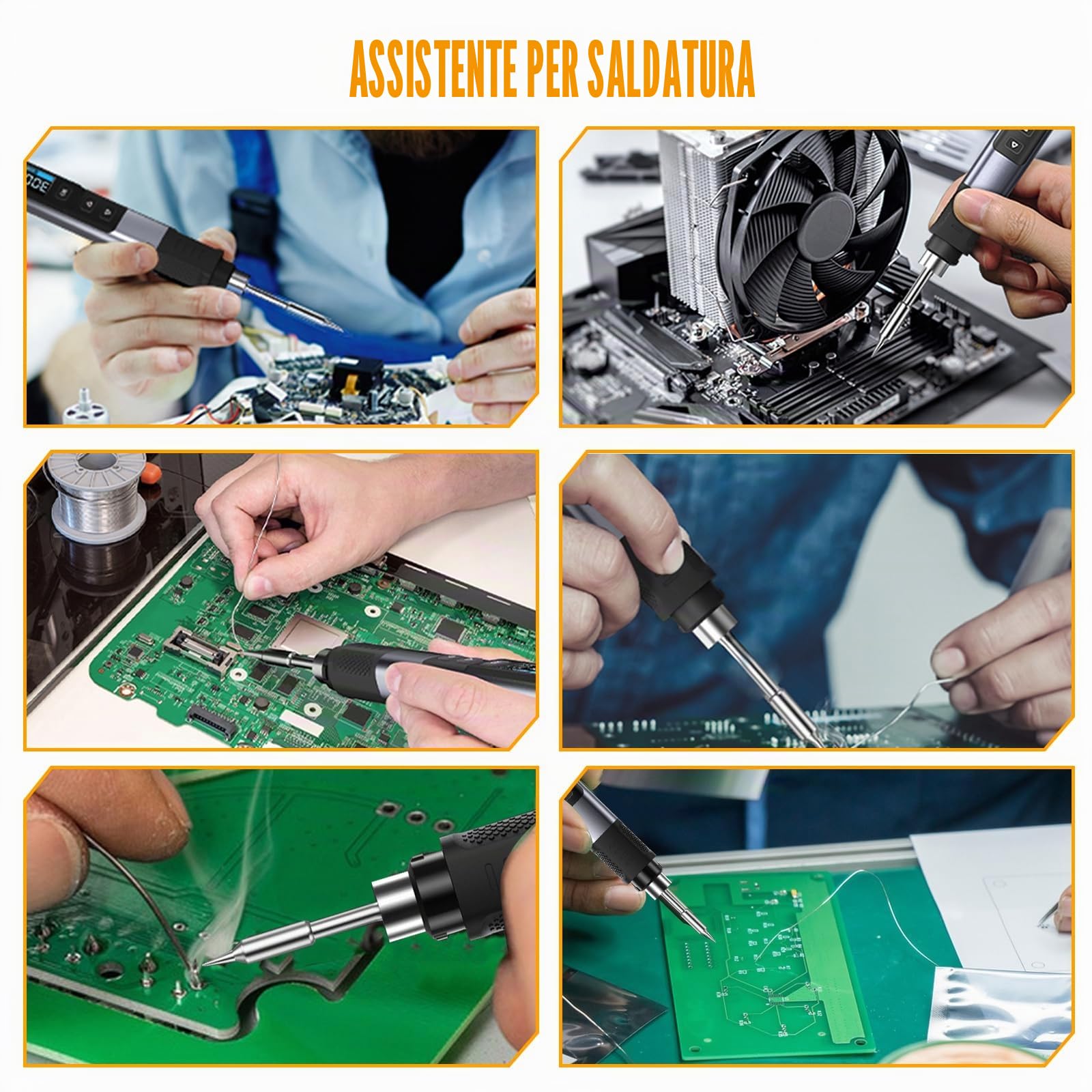 HS-02A - Set di saldatori portatili da 100 W, Smart Digital Mini saldatore, DC/PD, con 6 punte di saldatura, riscaldamento rapido da 100 a 450 °C