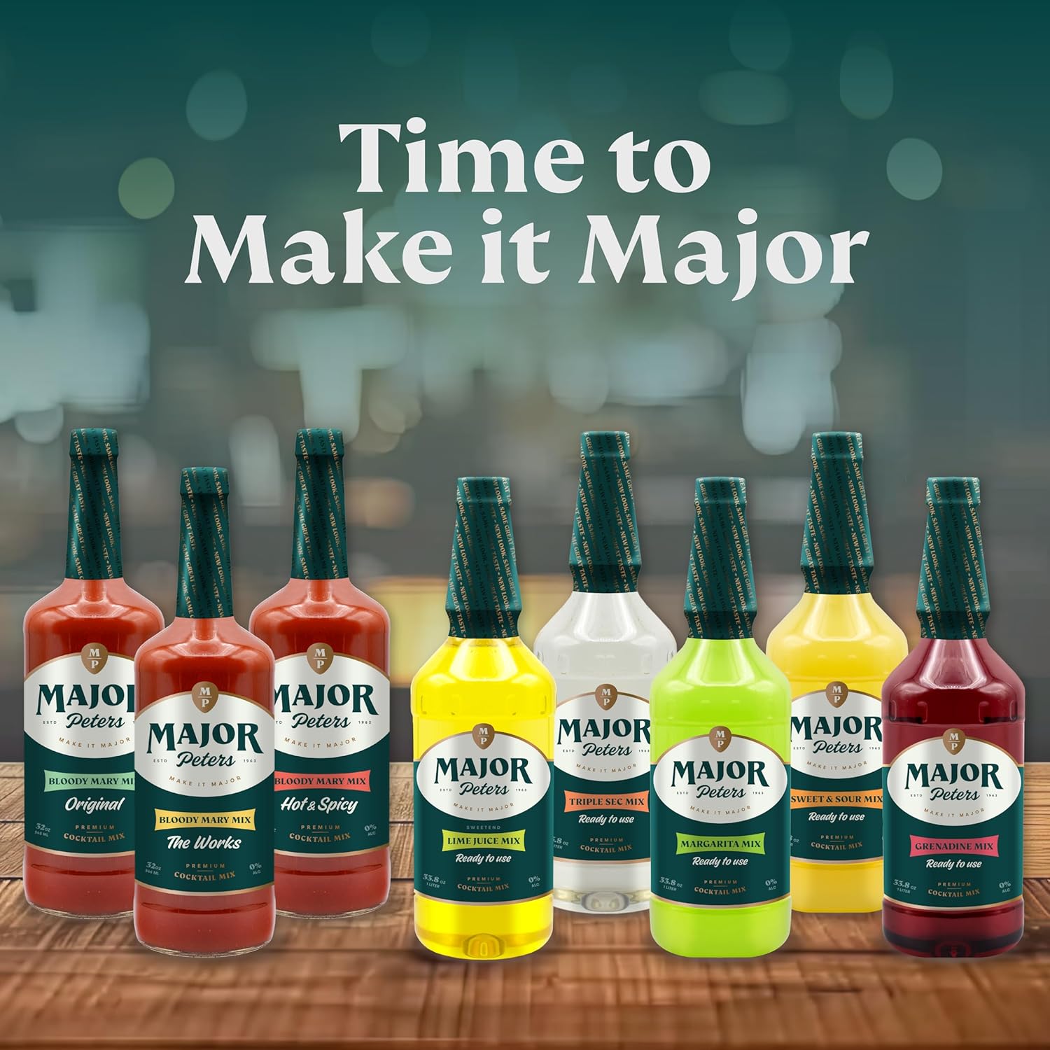 Major Peters' Triple Sec Mix, Only Add Spirits & Garnishes for Ideal Drink (33.8 Fl Ounce, Pack of 12)