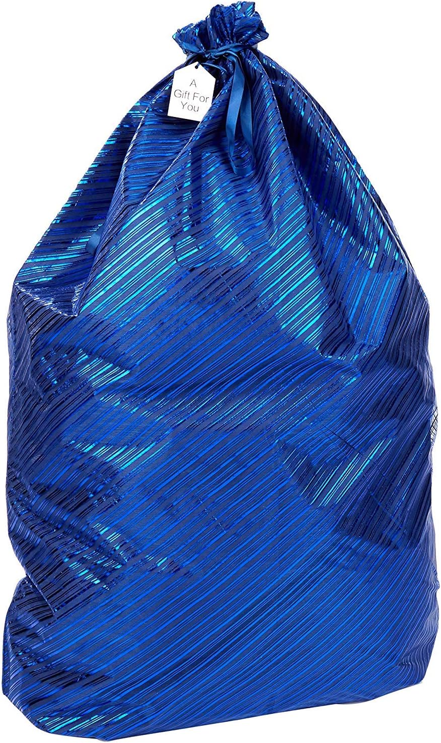 K-Kraft26 x 35.5 inches Reusable Easy-to-Use Gift Wrap Bag available in Three Sizes great for Hanukkah, Valentine's Day, Christmas, Birthdays and more (Festive Blue Stripes, 26 x 35.5 inches)