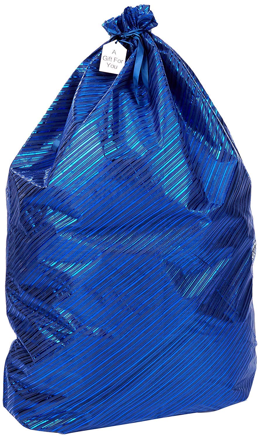 K-Kraft26 x 35.5 inches Reusable Easy-to-Use Gift Wrap Bag available in Three Sizes great for Hanukkah, Valentine's Day, Christmas, Birthdays and more (Festive Blue Stripes, 26 x 35.5 inches)