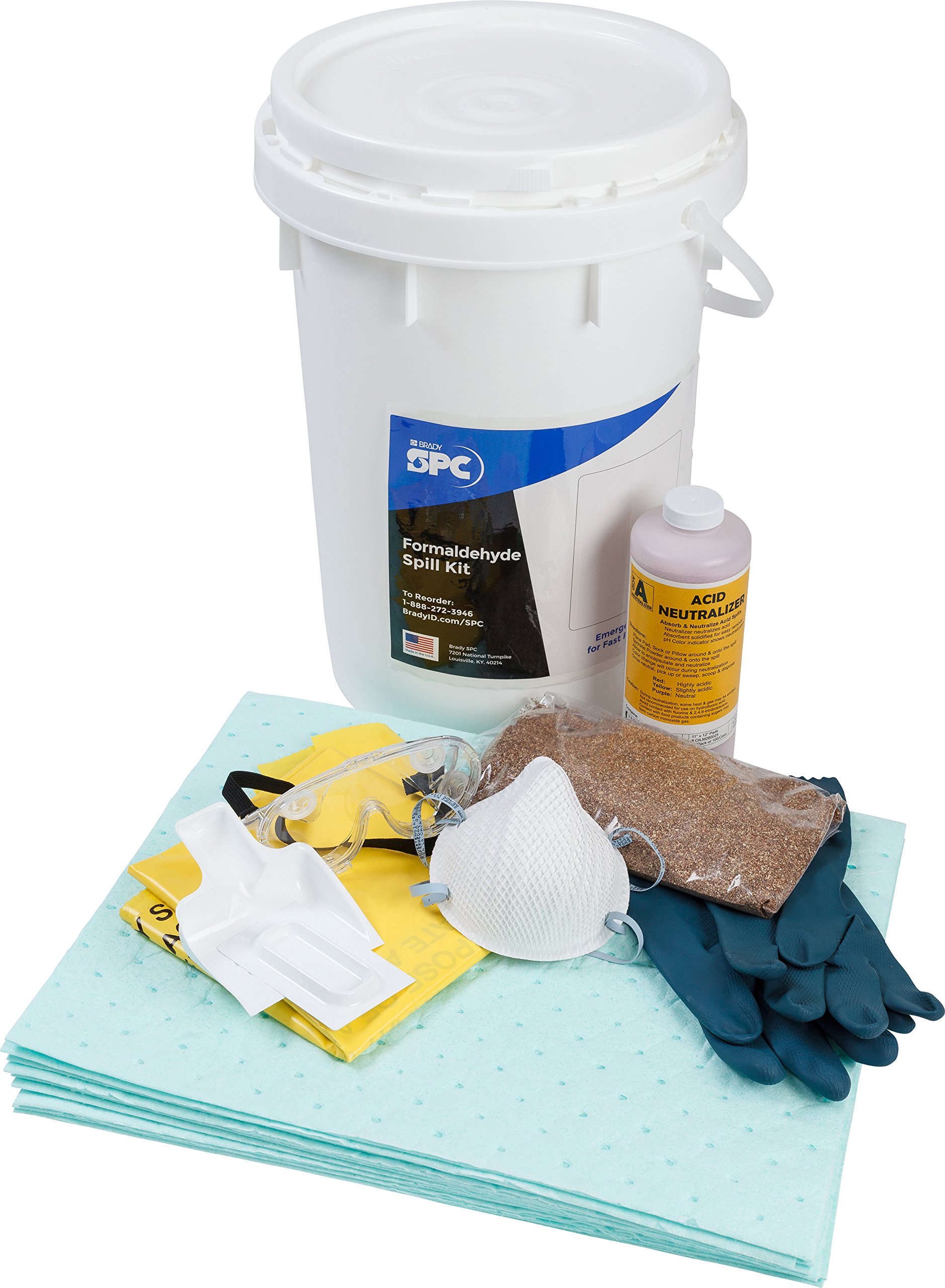 Brady SPC SK-Form Brady SPC Formaldehyde Spill Kit, 9 gal Absorbency, 18" Height, 14" Wide, 14" Length, White