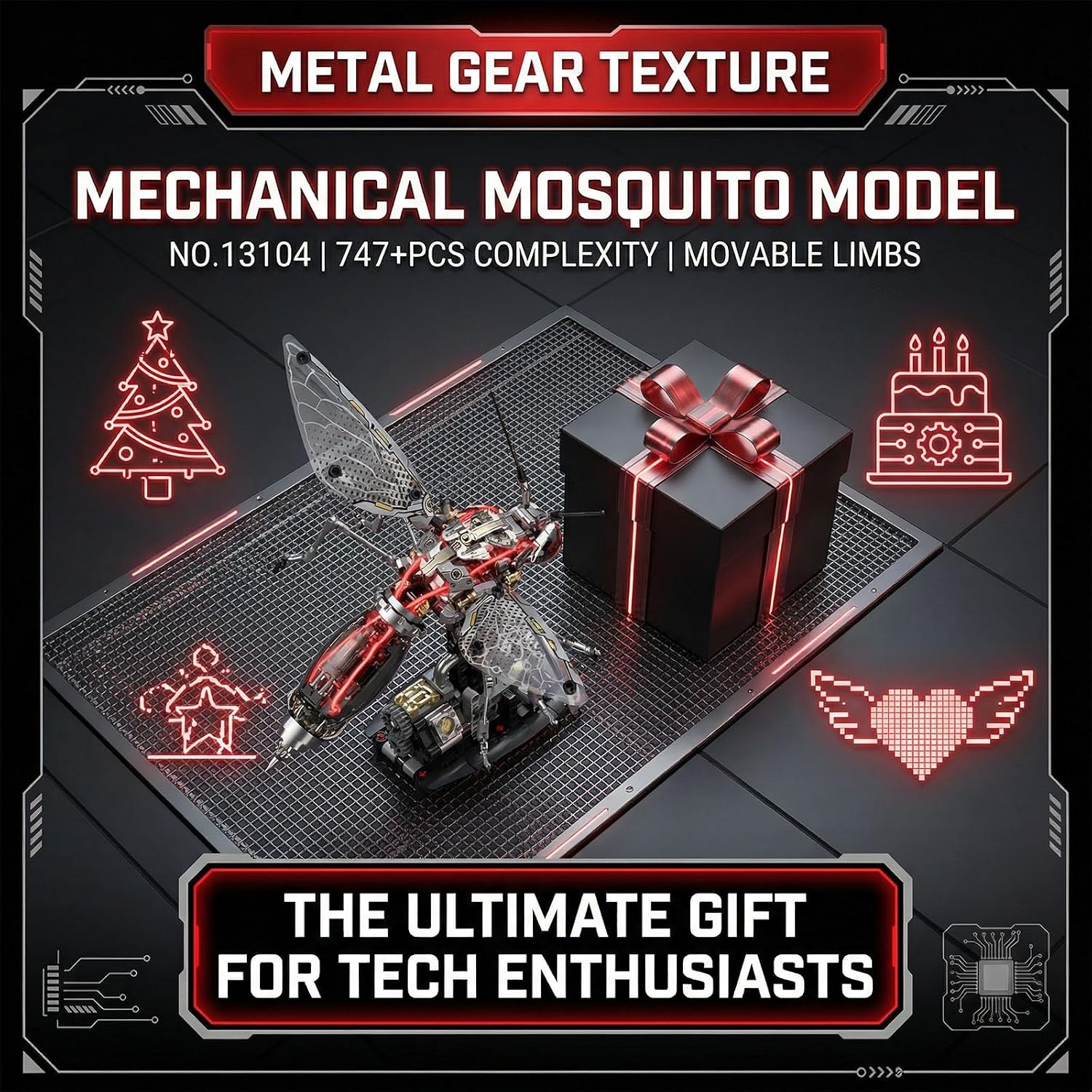 Mosquito Building Block – Hand-Crank Moving Wings & Abdomen Model Kit, STEM DIY Construction Set Great Birthday Idea for Teens & Adults