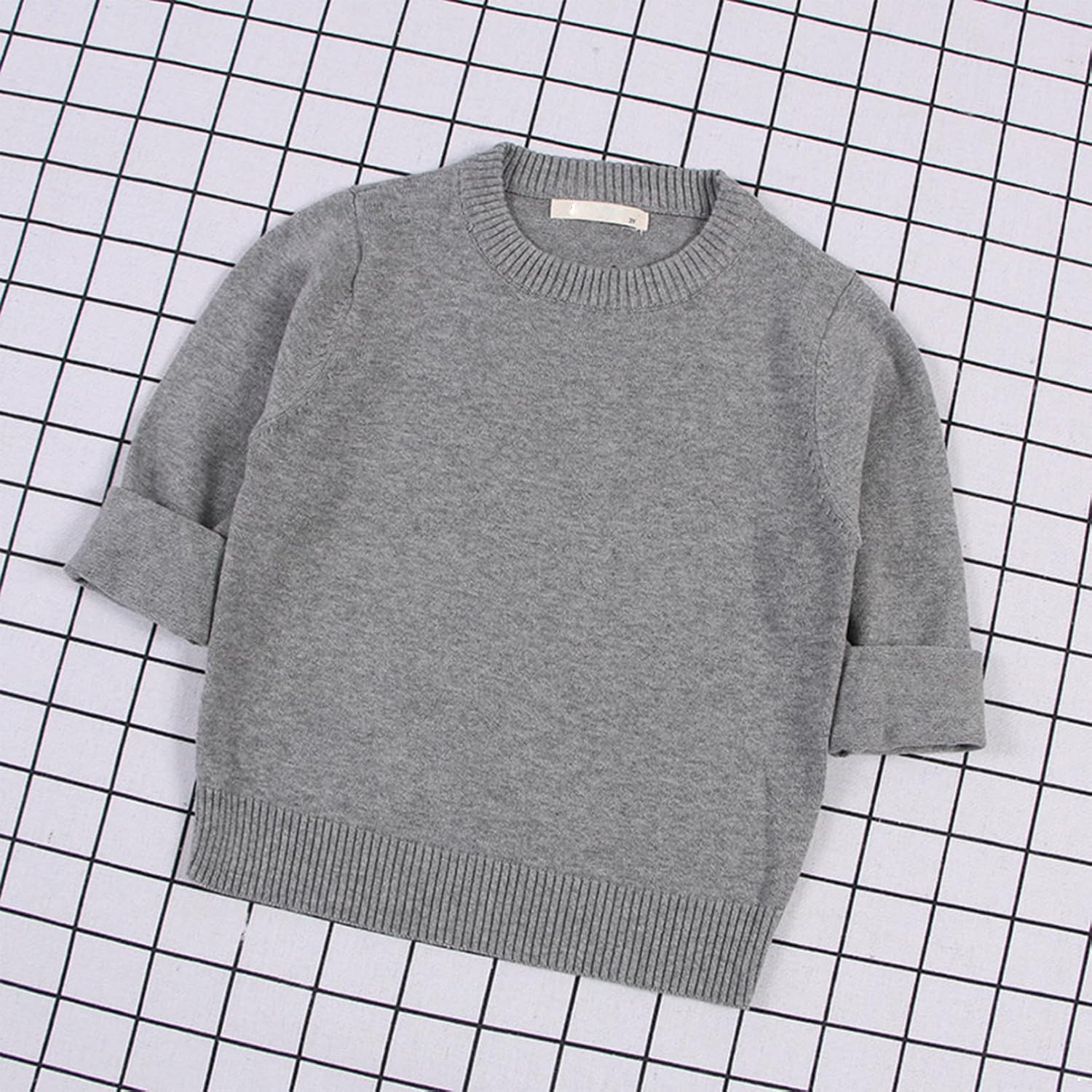 iiniim Kids Baby Sweater Boys Girls Light Sweaters Knit Pullover Sweatshirt Warm Long Sleeve Solid Casual Tops
