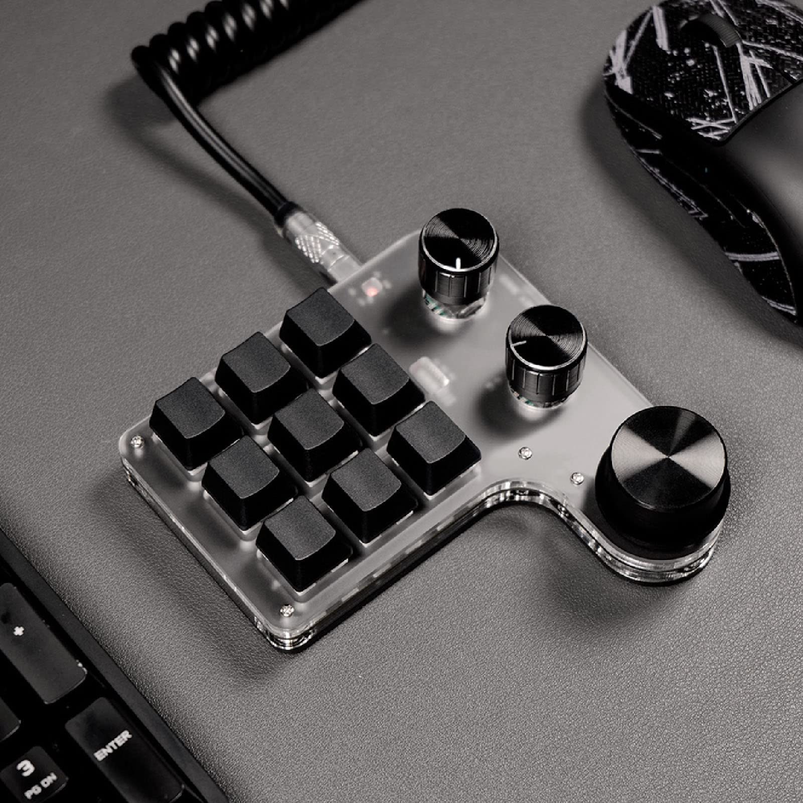 Cryfokt Mini Tastiera da Gioco Personalizzabile con Retroilluminazione RGB e 9 Tasti per Utenti di Software di Progettazione Grafica e Editing Video (BLACK)