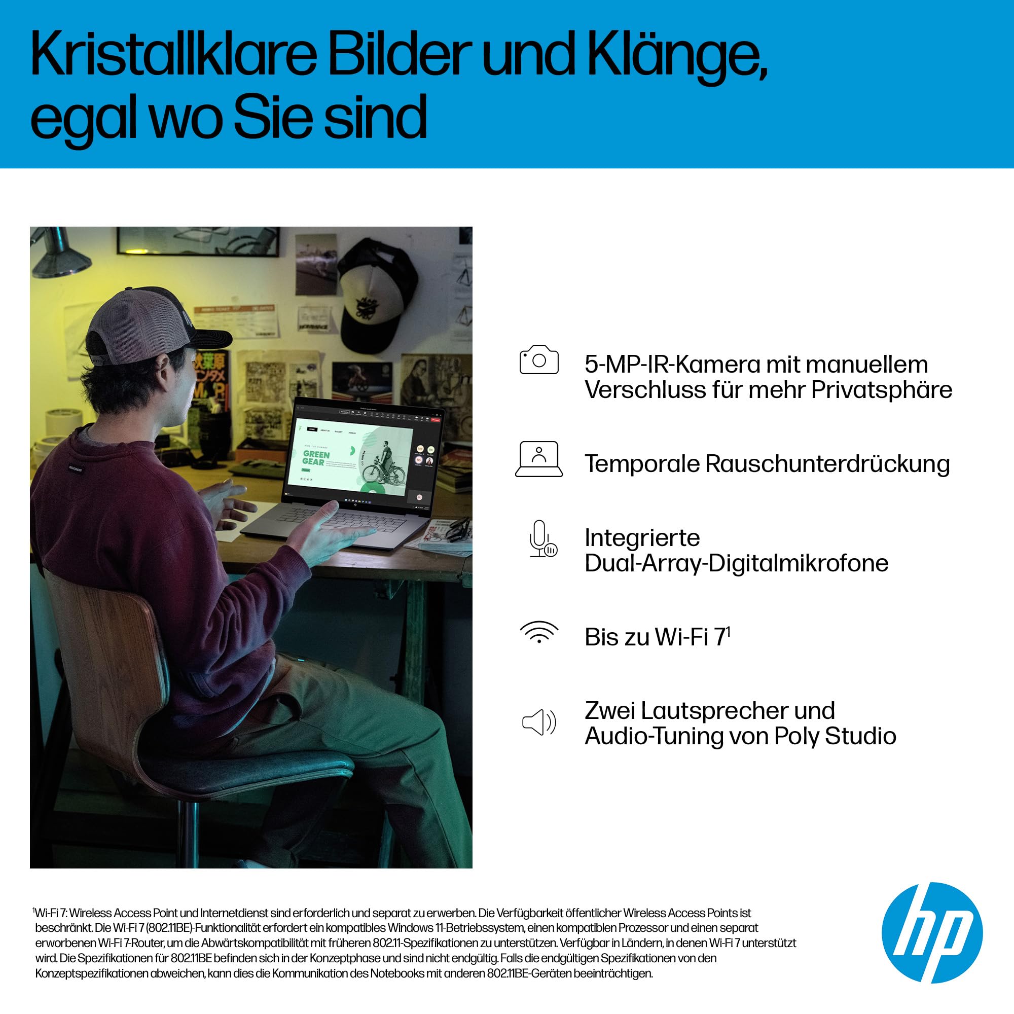 HP OmniBook X Flip 2in1 Laptop AMD Ryzen AI 5 340 16" WUXGA Touchscreen 16GB 512GB SSD Win11 Silber