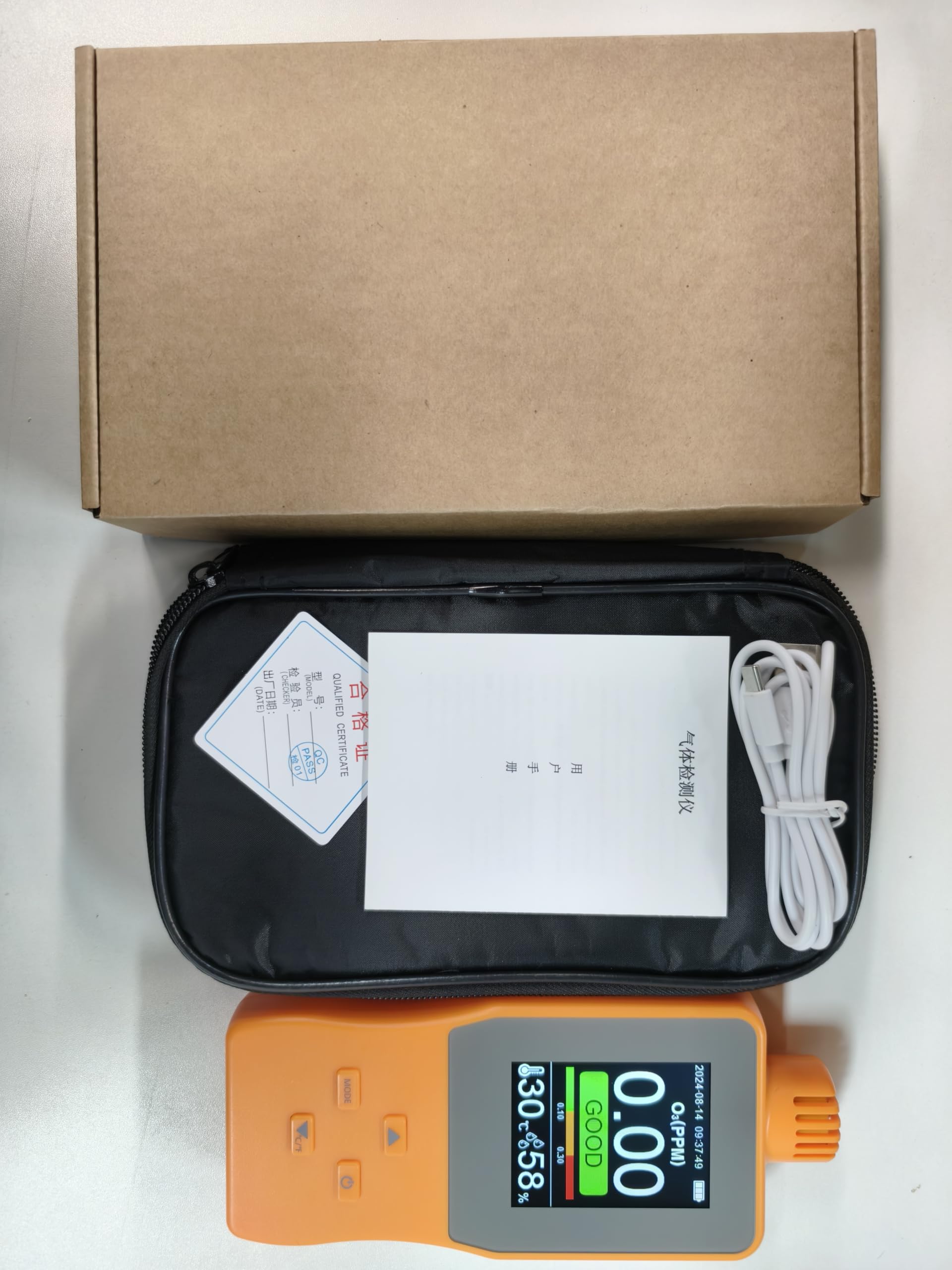 Domary Analizador de Ozono Inteligente con Medidor de Temperatura y Humedad para Pruebas Calidad del Aire, Batería 2500 MAh, Estuche Resistente Incluido