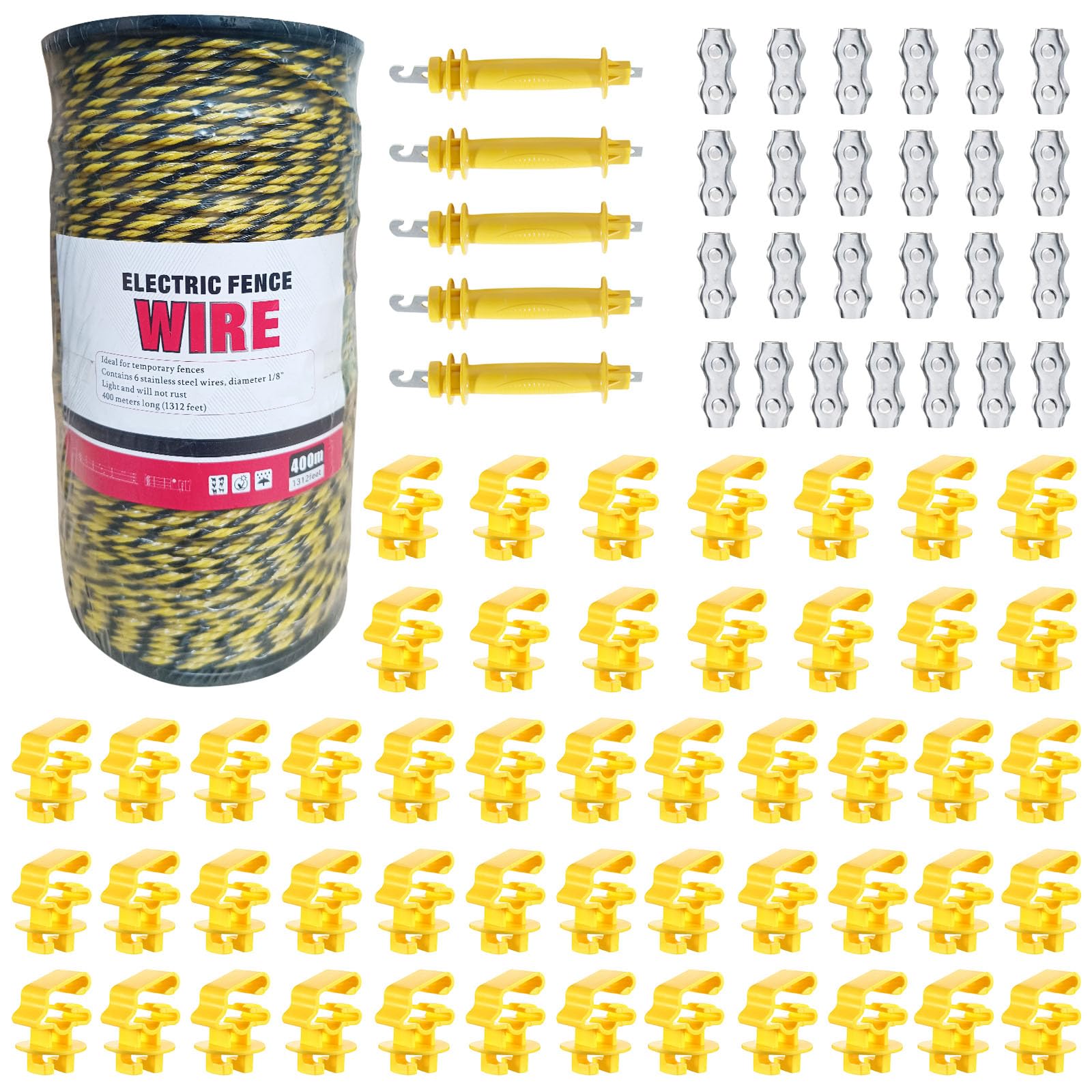 Electric Fence Wire Kit - 1312 Feet 400 Meters Electric Fence Polywire