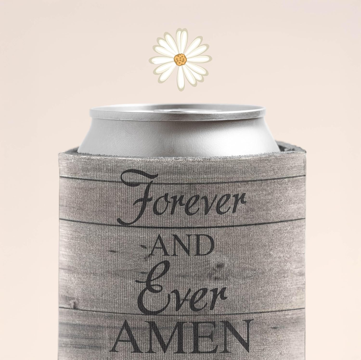 VictoryStore Rustic Wedding Can Coolers – Custom “Forever and Ever Amen” Design – Personalized Party Favors for 12-16oz Cans – Set of Customizable Drink Sleeves – Made in USA, Set of 100