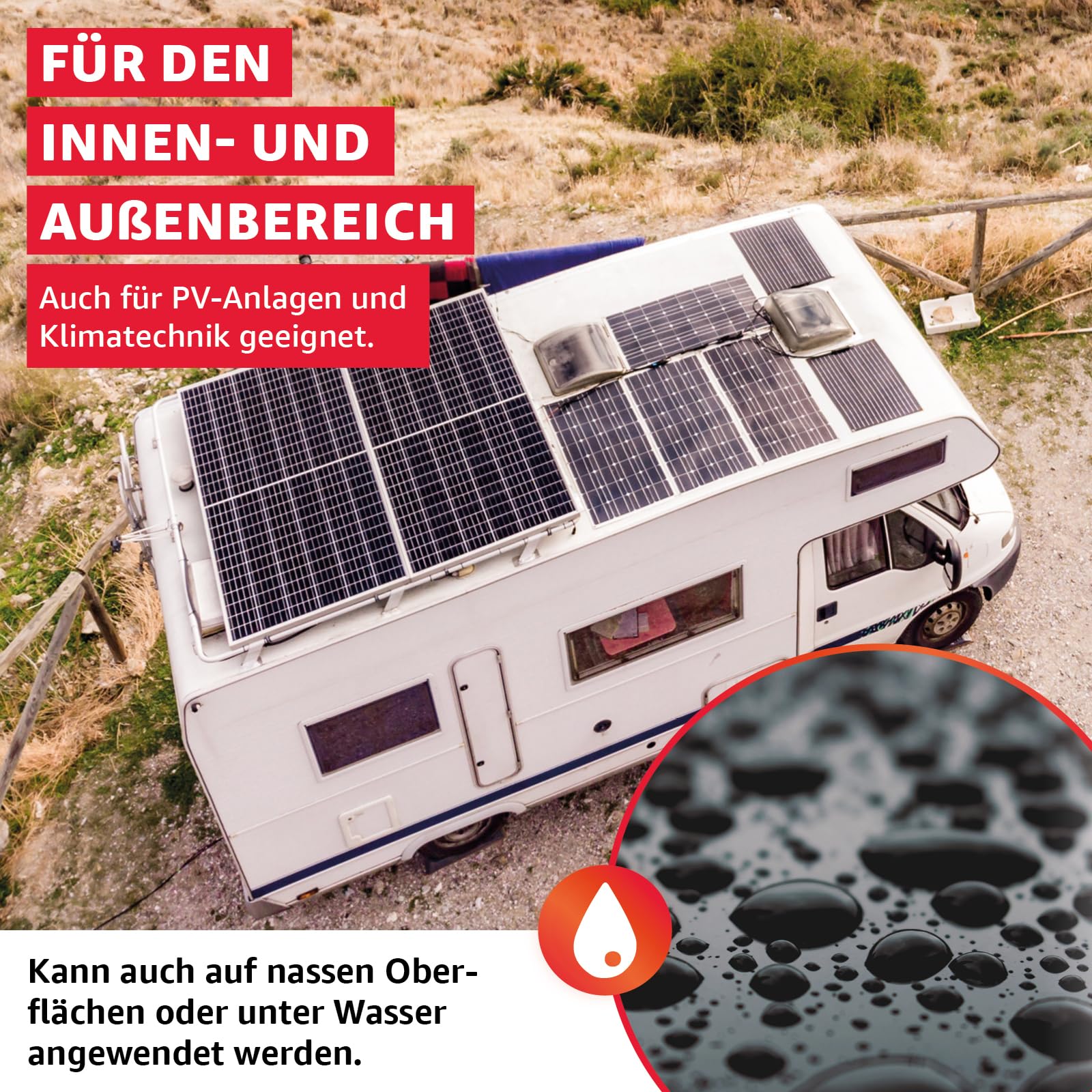 EVERGLUE Caravan Glue 1K MS Montagekleber UV-beständig 440g Kartusche MS-Polymer Kraftkleber extra stark elastischer Kleb-und Dichtstoff zum Kleben und Abdichten am Camper, Caravan, Wohnmobil