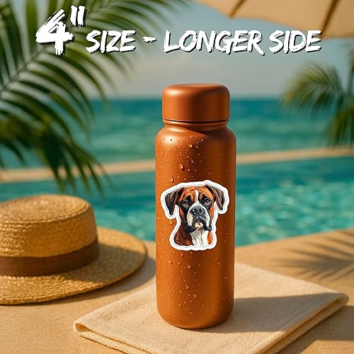 Miniatura 4 de Calcomanía tipo bóxer de 4 pulgadas, diseño de perro juguetón, diseño de perro de trabajo, impermeable, para laptop, botella de agua, vaso de