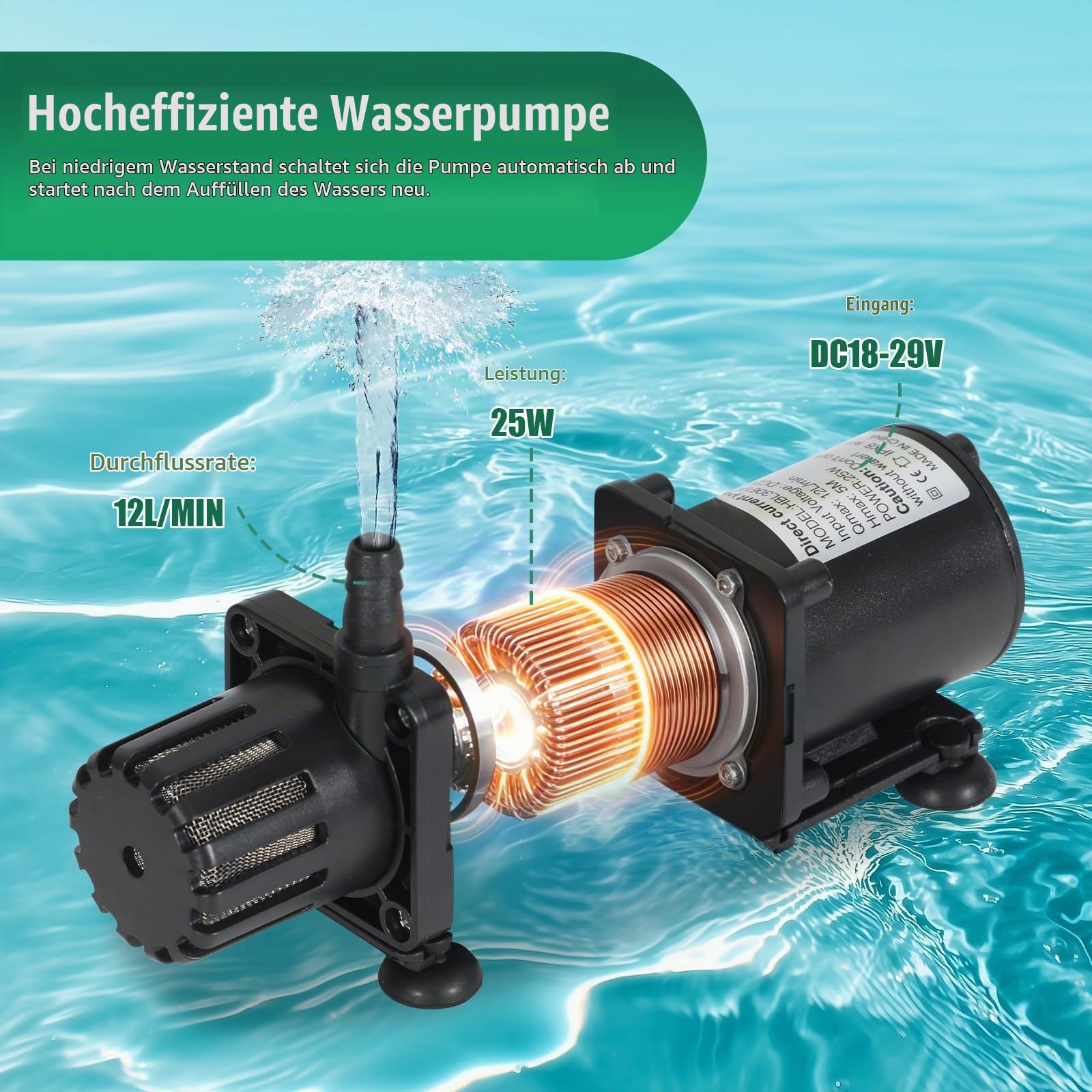 Automatische Bewässerungssystem, 50L Automatische Bewässerung 25W Wasserpumpe & Niedrigwassersensor und 8 Tropfdüsen, Bewässerungssystem Garten für Innenräume Rasen Gewächshaus Hof
