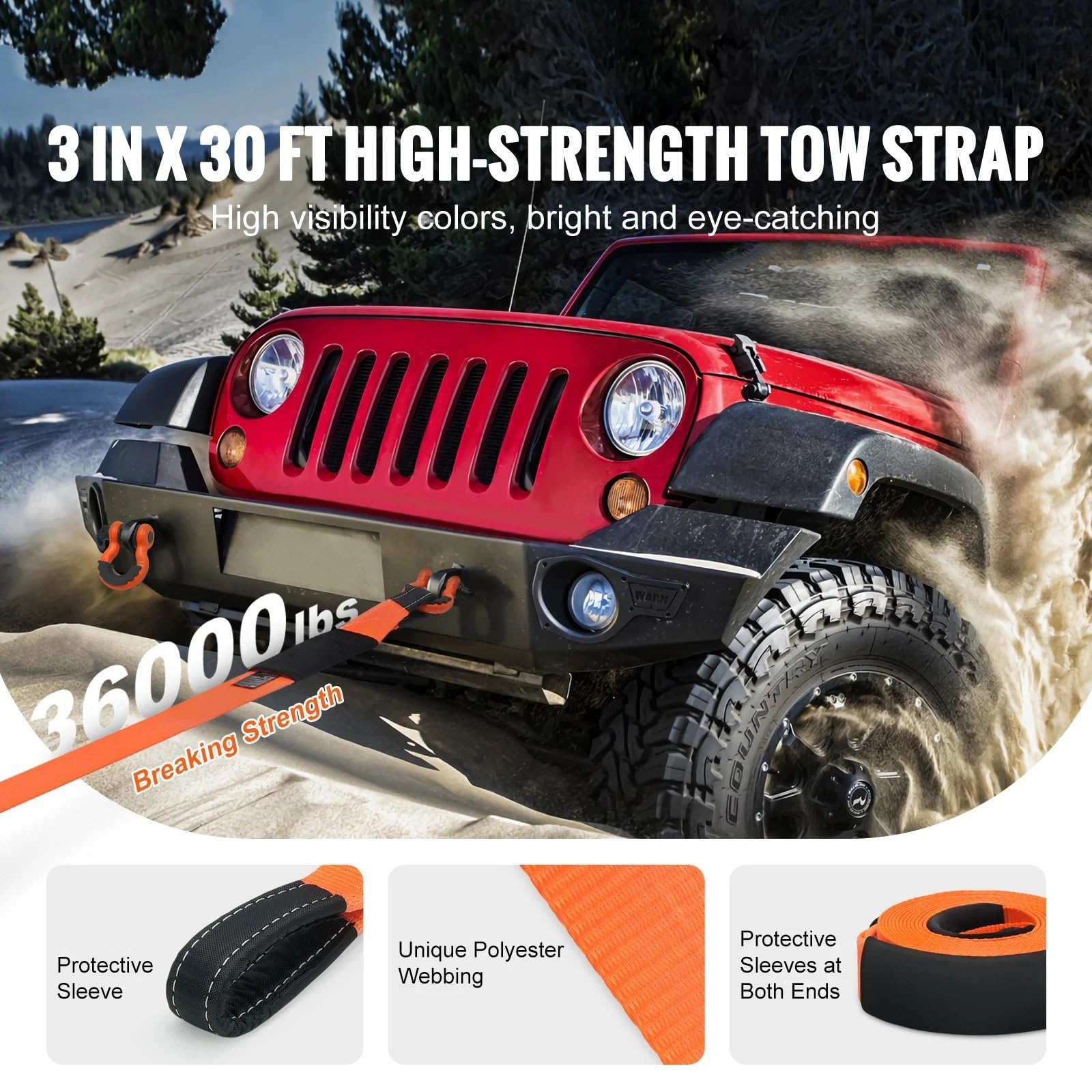 przenośna wciągarka Zestaw do odzyskiwania paska holowniczego Wyścigi samochodowe Liny holownicze Wciągarka samochodowa Pasek holowniczy do ciężarówki Jeep SUV ATV hak liny wciągarki