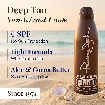 Panama Jack Panama Jack Trophy Suntan Oil - Contains No Sunscreen Protection (0 SPF), Light Formula with Exotic Oils, Aloe and Cocoa Butter, Tropical Fragrance, 5.5 OZ