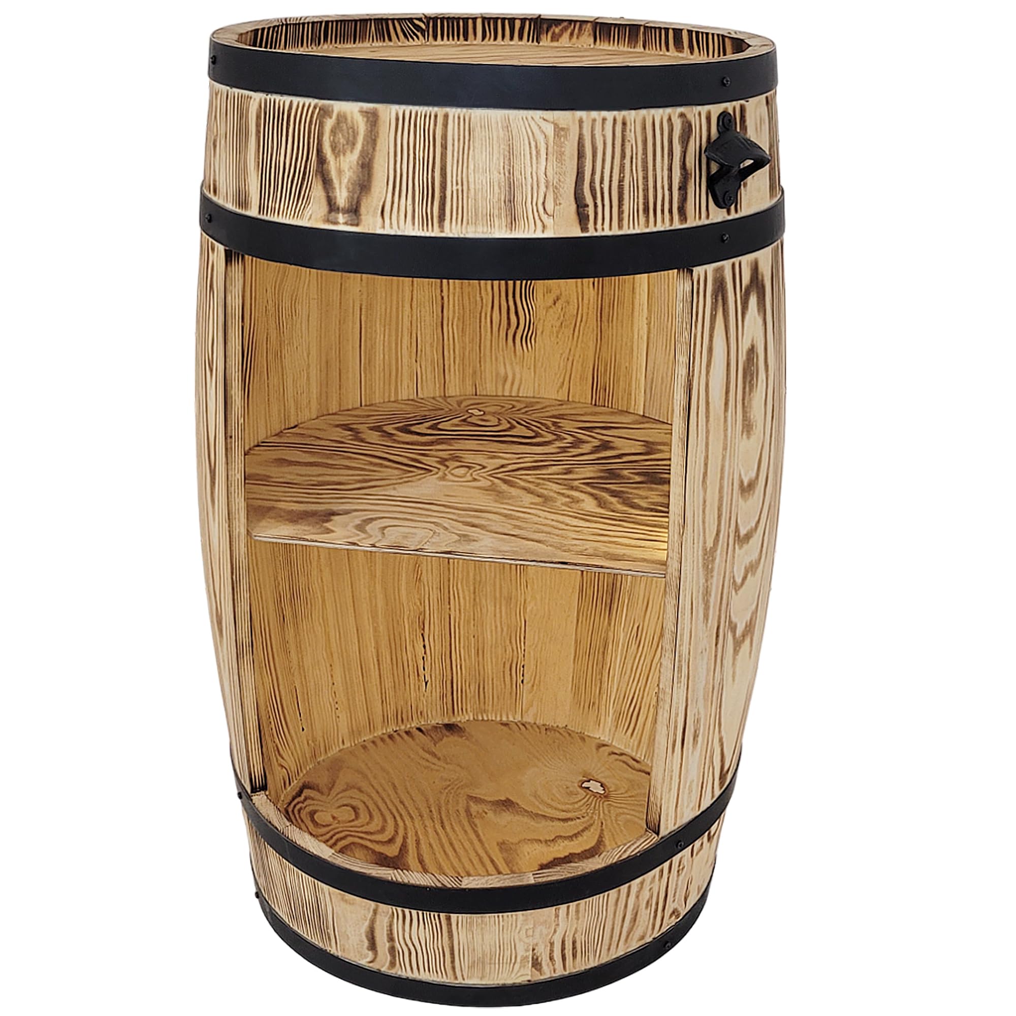 weeco Barile in legno con luci a LED – Armadietto da bar – Barile per vino – Armadietto per vino in stile retrò – Bar in botte di legno – Barile di vino bar 80 x 50 cm
