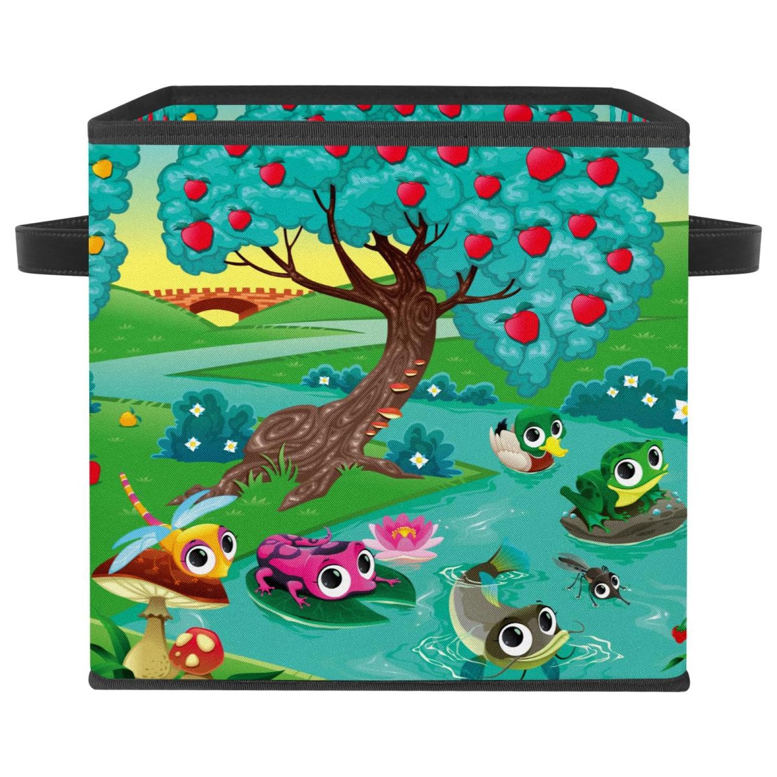 Boîte de rangement pliable motif grenouille cube organisateur en tissu