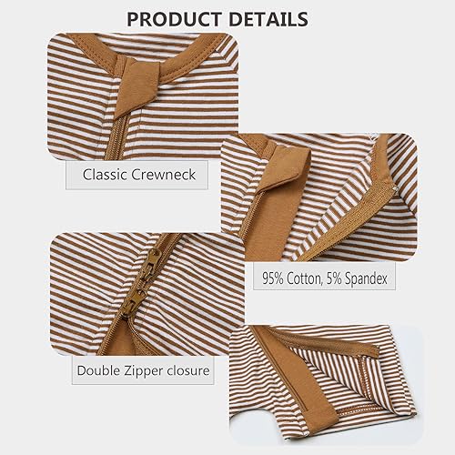 Miniatura 2 de Feidoog Paquete de 2 mamelucos de verano de manga corta con cremallera de 2 vías, mameluco de una pieza para dormir y jugar