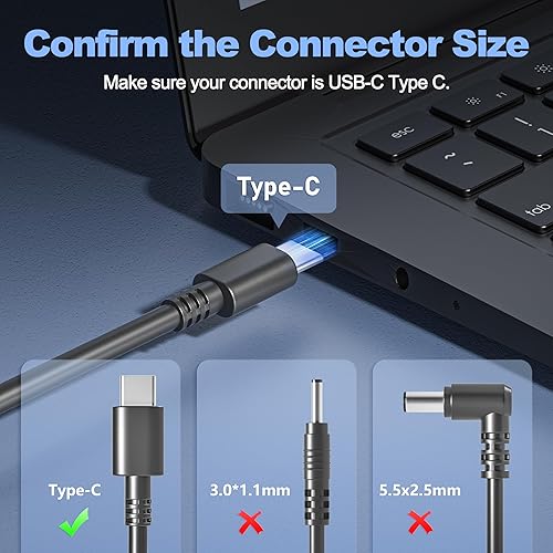 Miniatura 3 de Cargador USB C tipo 45W para Acer Chromebook Plus Spin 11 13 15 CP311 CP315 CP513 CP713: CP311-1H CP311-2H CP311-1H-C1FS 1H-C5PN 1HN-C2DV 2H-C679;