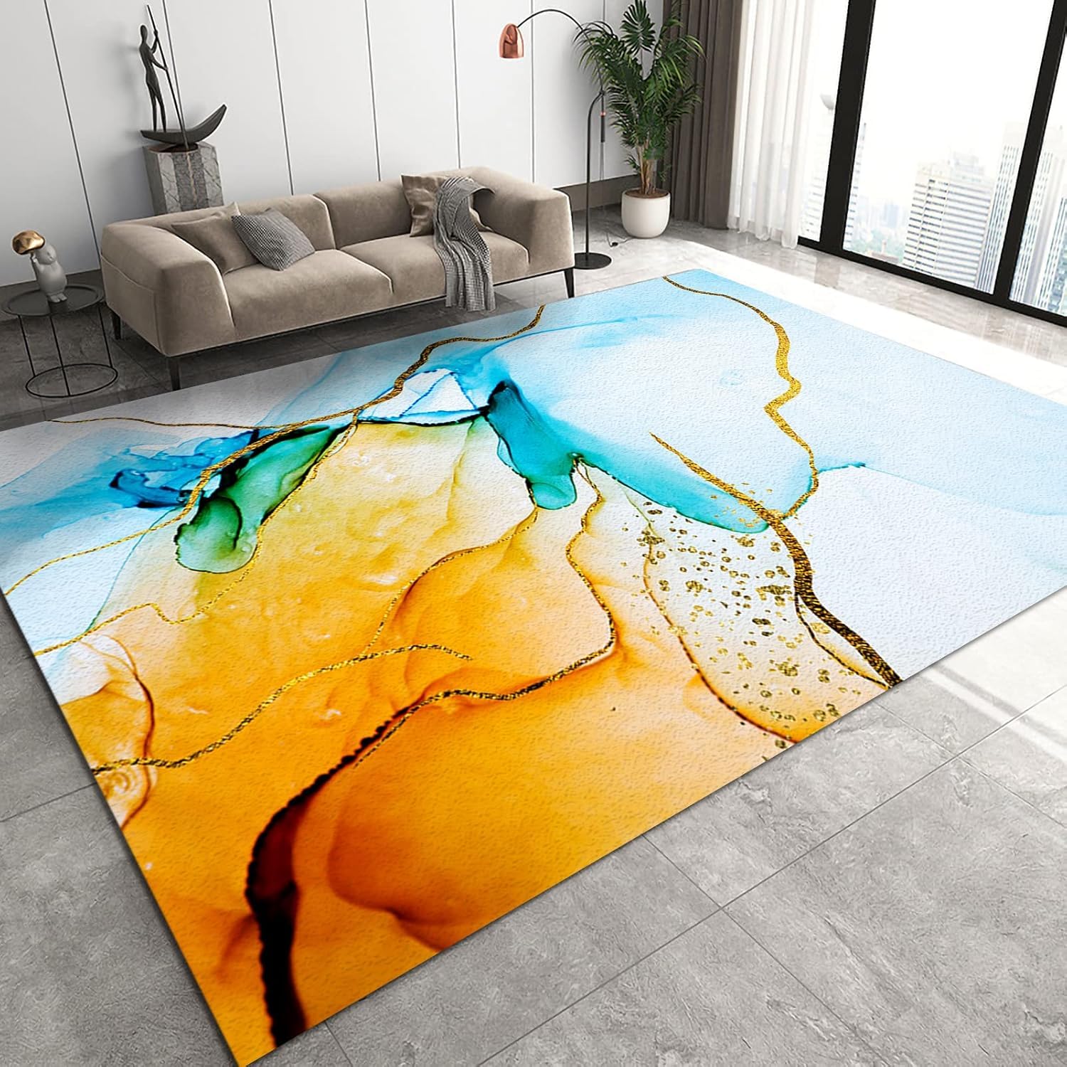 Tapis de chambre adulte marbre 3D doux et chaleureux 120 x 160 cm