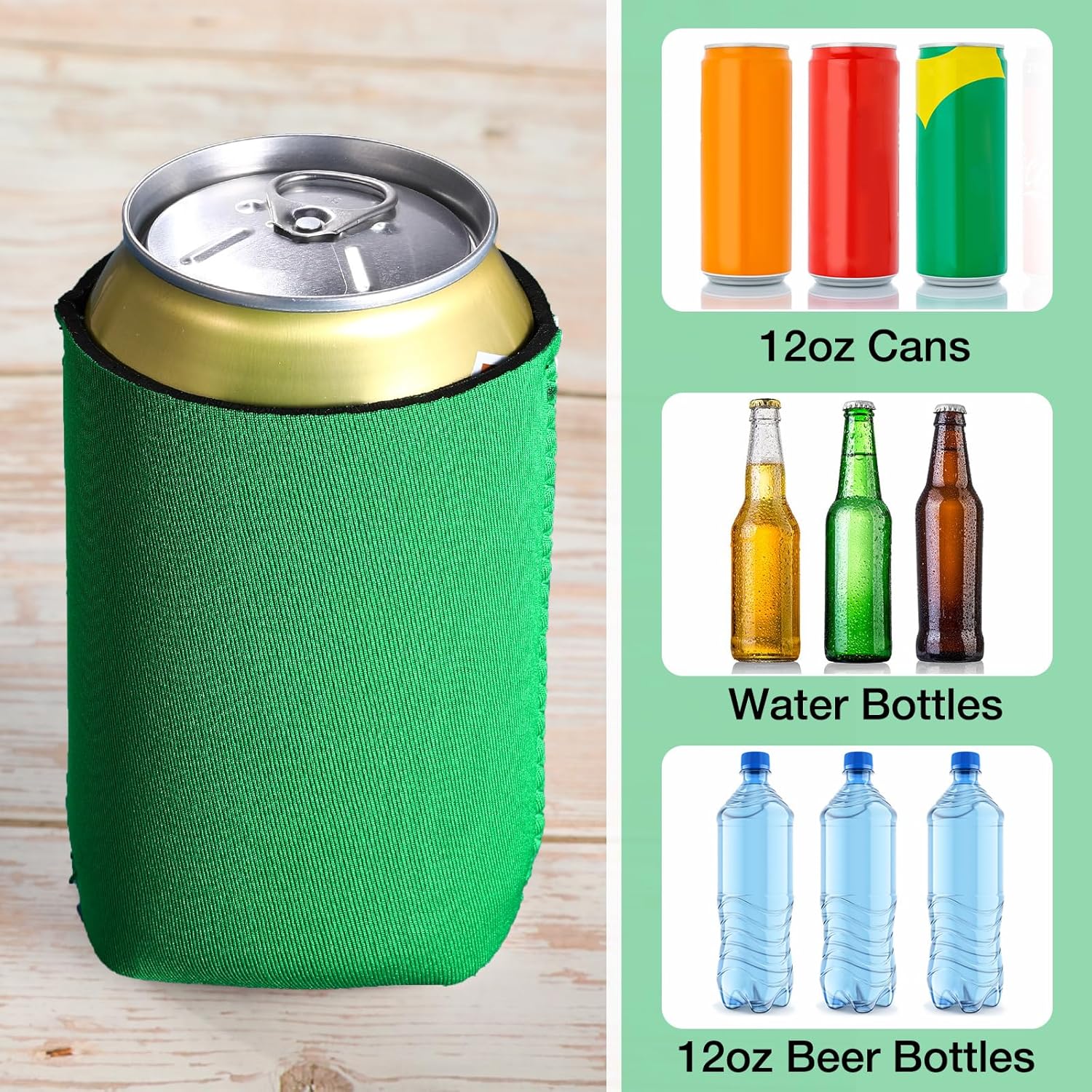 CHENGU 60 Packs Blank Can Cooler Sleeves Soda Neoprene Can Sleeve Drink Insulator Sleeve Collapsible for Parties, Events or Weddings (Dark Green) - Image 5