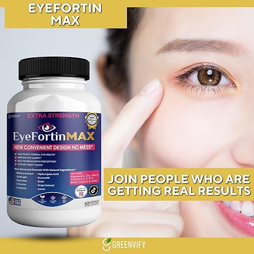 Miniatura 3 de EyeFortin MAX Suplemento de salud ocular, 60 cápsulas, extra fuerte con luteína, vitaminas A C E B12, extracto de arándano, suministro para 30 días