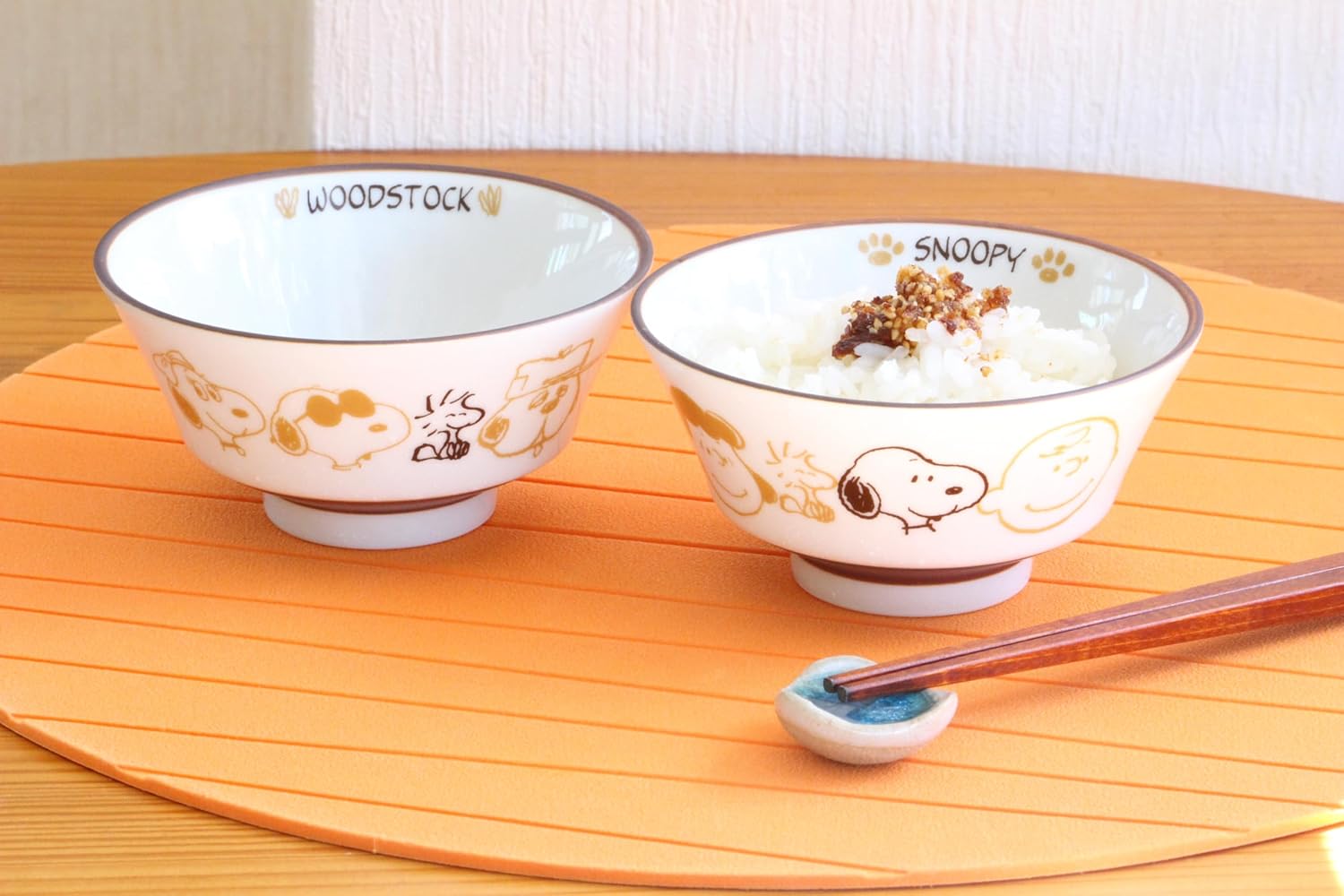 Brown Pulse Snoopy Rice Bowls Set of 2
