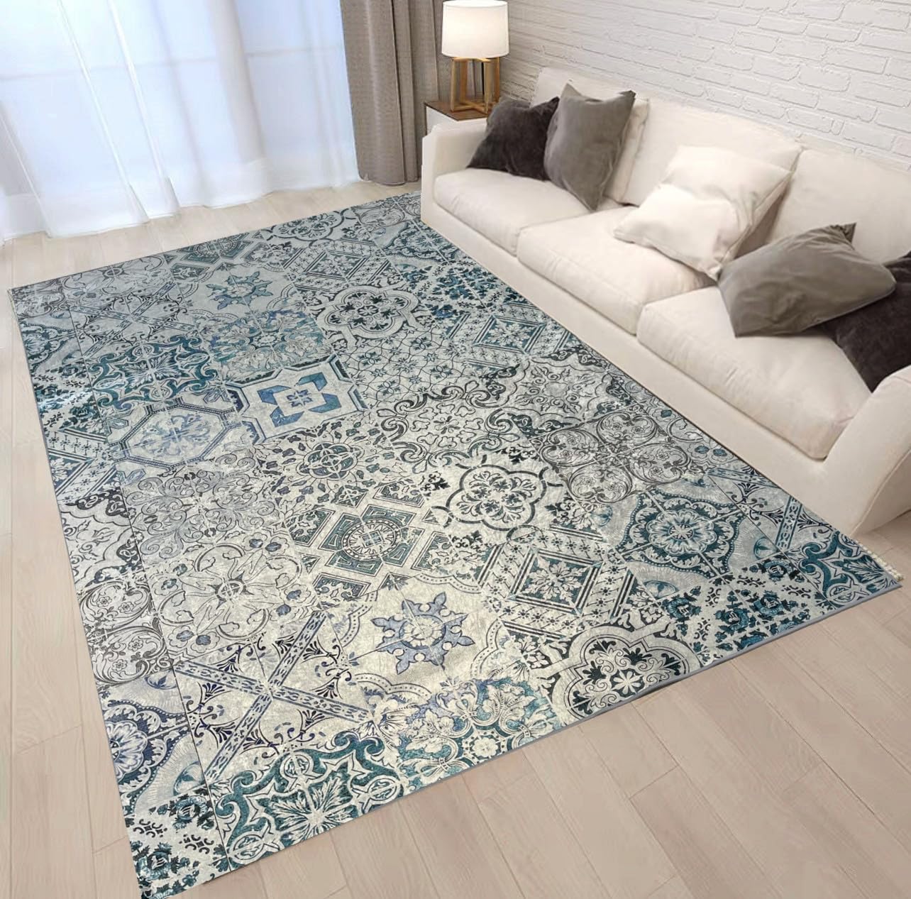 BESCH Alfombra para Salón, Dormitorio, Cocina Pelo Corto Diseño Moderno 150x200cm, Alfombras de Decoración Suave, Resistente, Lavable para Habitación, Dormitorio y Comedor (Mosaico)