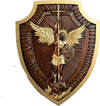 Religious Archangel Saint Michael Wall Decor & Art, Handcrafted Carved Wood Wall Art & Decor, Inspirational Wooden Wall Art Decor for Home, Office
