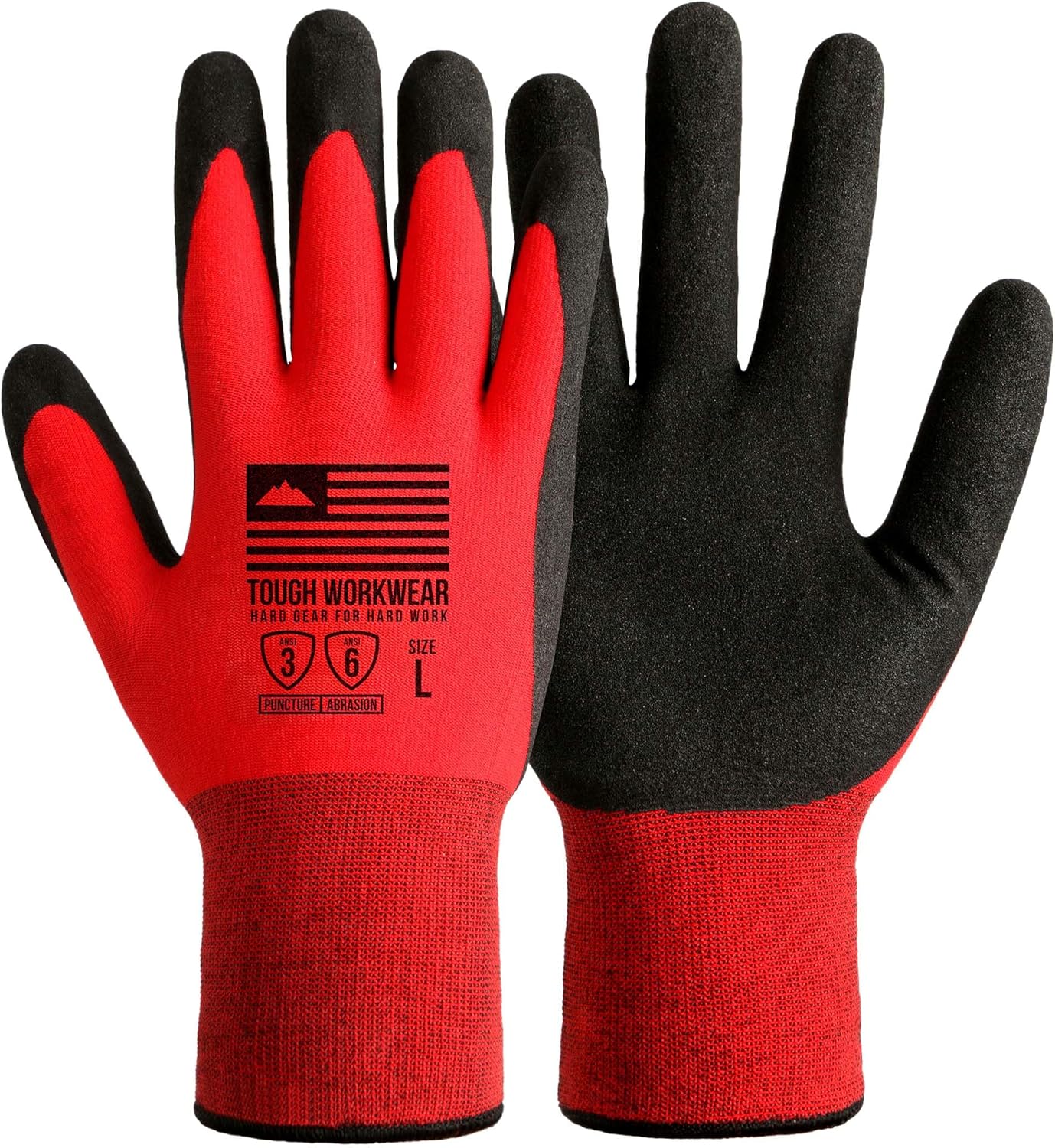 Tough Workwear Winter Work Gloves - Men & Women - Cold Weather - Fleece Lined - Red