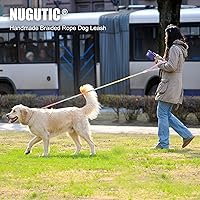 Vista 7 de Correa para perro de 5 pies hecha a mano de cuerda de algodón trenzada para perros pequeños, medianos y grandes, nuevo cierre de metal dorado