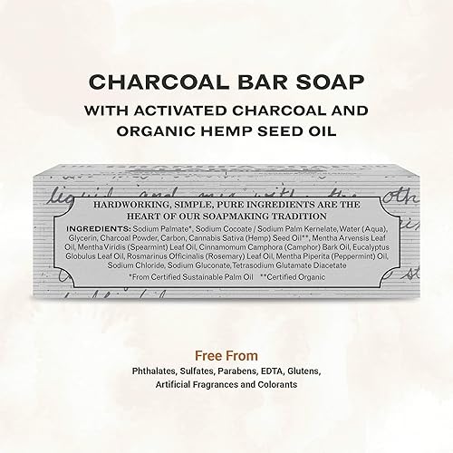 Miniatura 2 de The Grandpa Soap Company Jabón en barra de carbón, con semillas de cáñamo de carbón activado y aceite de menta, desintoxica, elimina la suciedad y