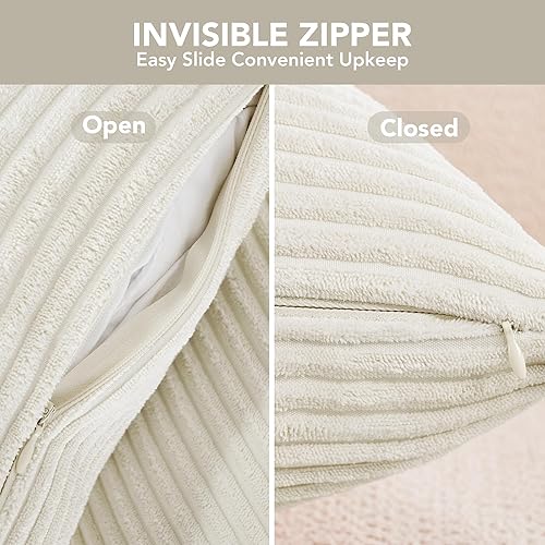 Miniatura 4 de Deconovo Juego de 4 fundas de cojín de pana modernas, elegantes, suaves, lavables a máquina, decoración del hogar para sala de estar, sofá y