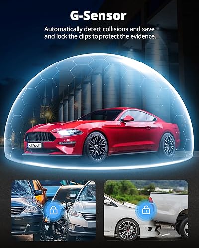 Miniatura 5 de Cámara de tablero delantera y trasera en el interior, cámara de tablero FHD de 3 canales de 2.5K para automóviles con pantalla de 2 pulgadas, cámara