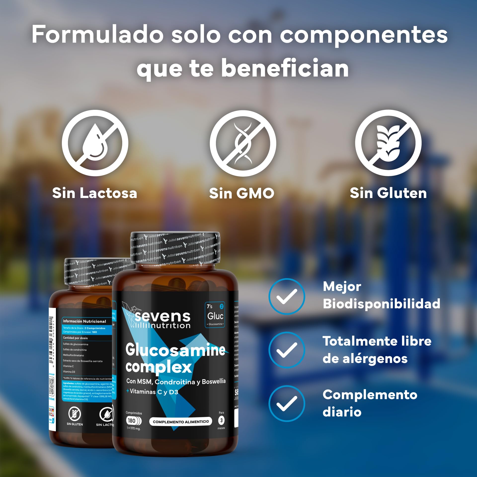 Glucosamina Condroitina MSM Premium - 180 Comprimidos - Alta Dosis con Boswellia, Vit C y D3 - Antiinflamatorio Natural - Articulaciones, Cartílagos, Huesos - Glucosamin Complex - Sin Aditivos ni GMO
