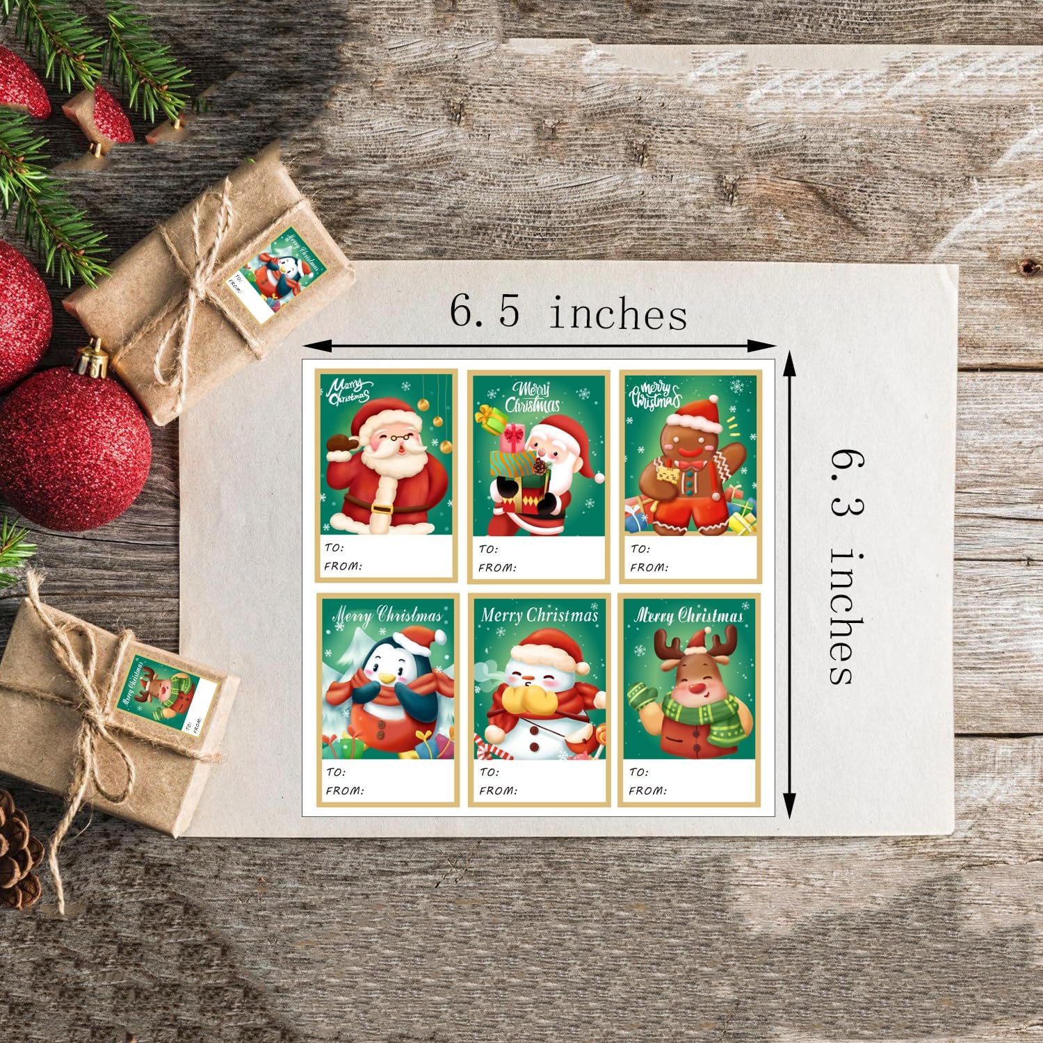 90 PCS Christmas Labels Stickers, Christmas Gift Tag Stickers Name Tags Self-Adhesive Labels - Image 3