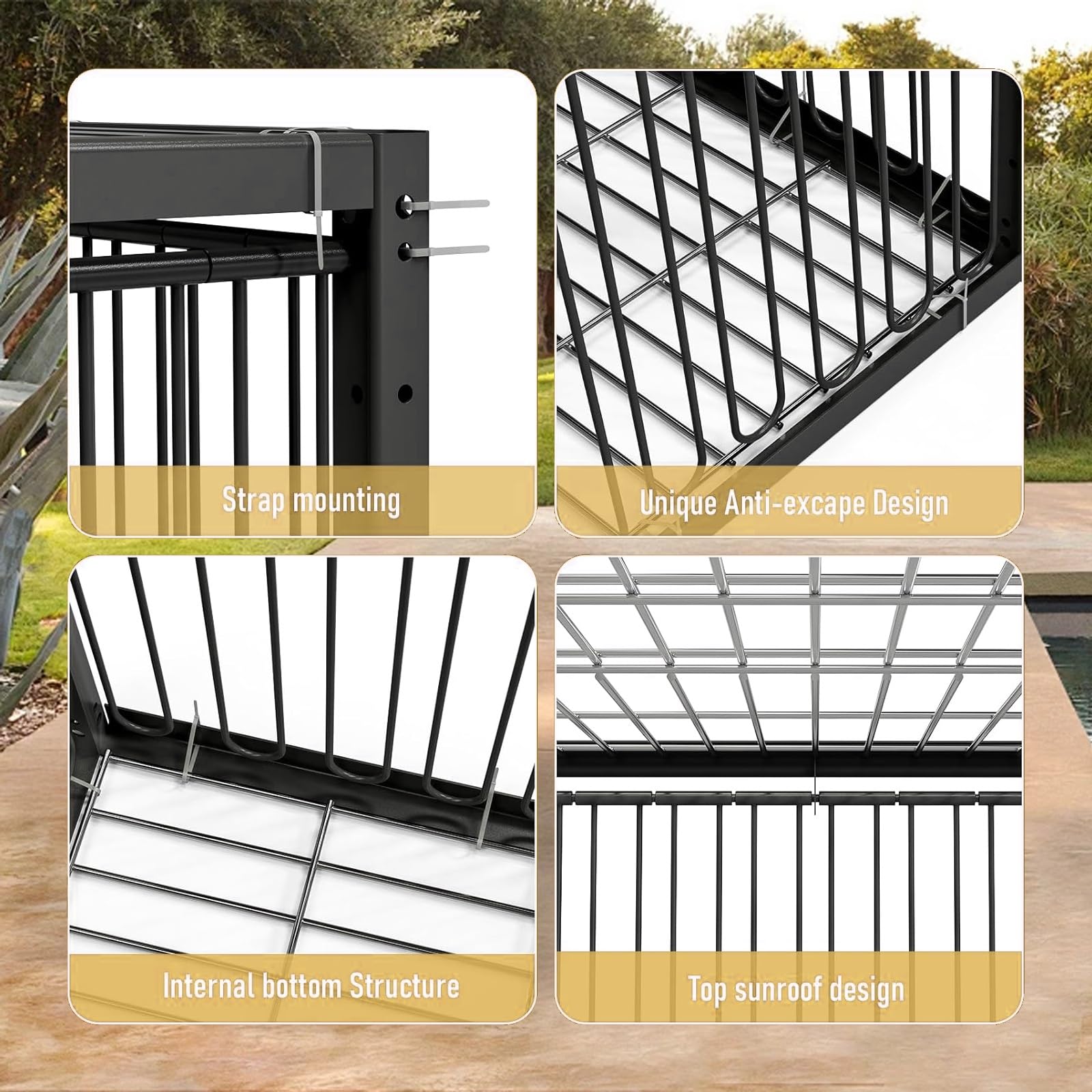 Trampa for pájaros Caza de Paloma, Jaula for Palomas con diseño a Prueba de Escape, Sistema de Encaje automático, fácil de Montar e Instalar.(Black,60 * 40cm)