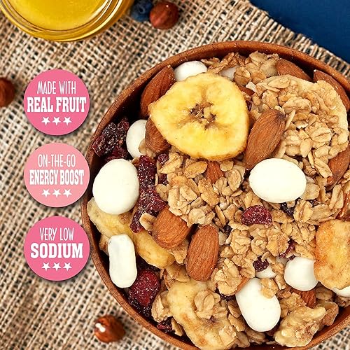 Miniatura 7 de Sunkist Breakfast Blend Trail Mix - Combinación de frutas y nueces, bajo en sodio, aperitivo sin gluten con granola, almendras, arándanos, pasas de