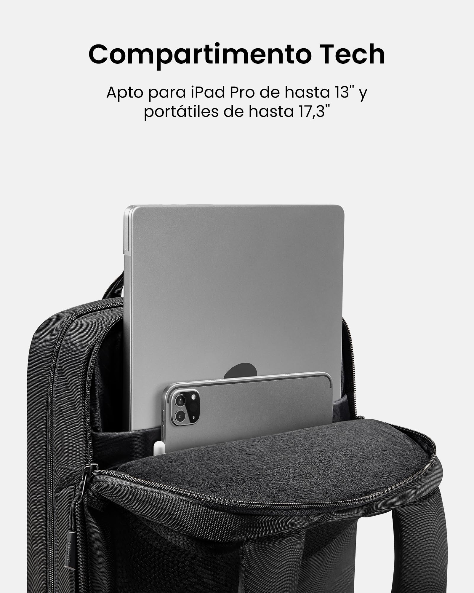 tomtoc Mochila Compacta para Portátil de 15,6-17,3 Pulgadas, Mochila de Uso Diario de 24L, Mochila Profesional, Bolsa de Trabajo con Pasacables para Negocios, Viajes al Trabajo