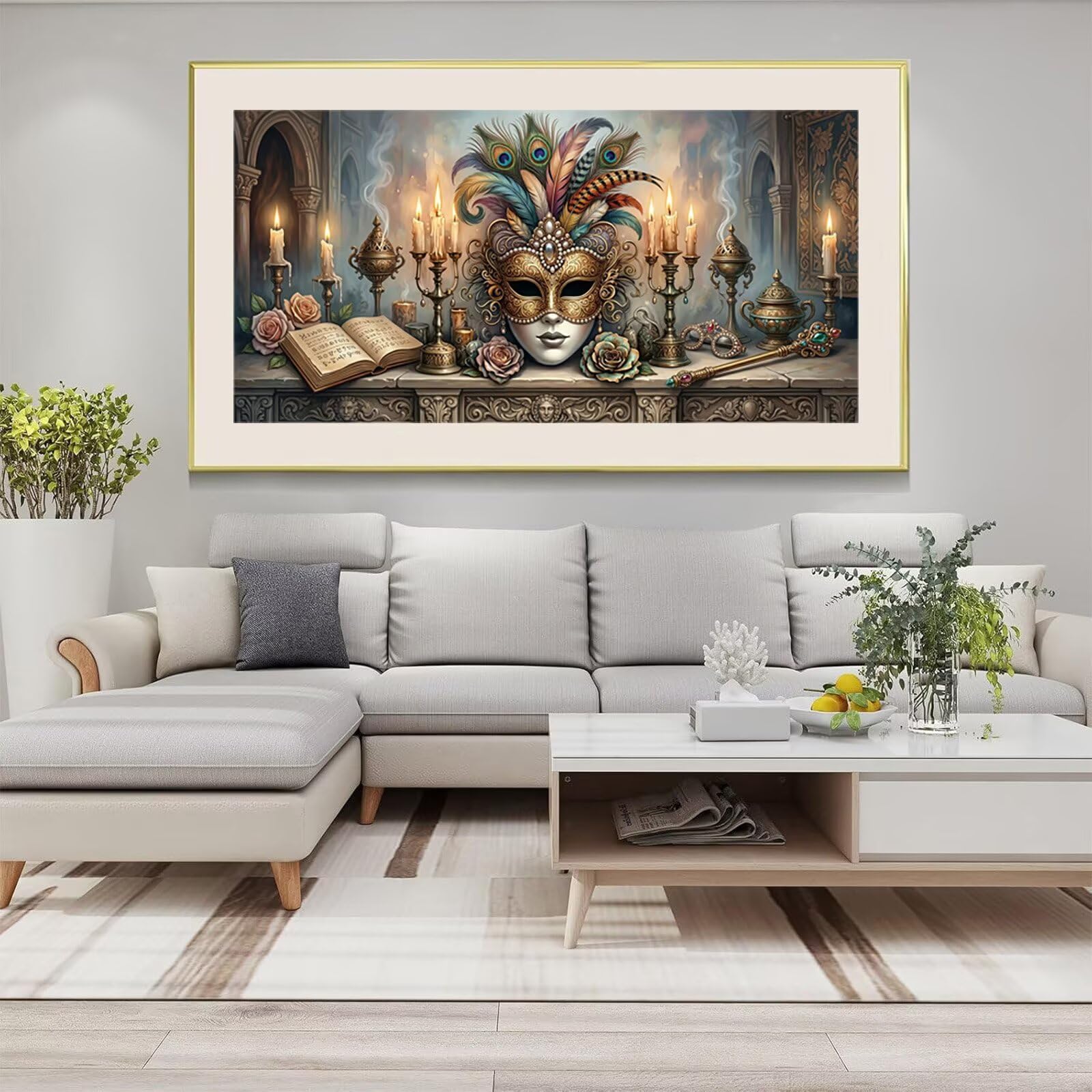 Diamond Painting Maske Diamond Painting Erwachsene XXL Frau, 5D Full Runder Drill Diamanten Malen Nach Zahlen, DIY Set Mosaik Bastelset Kreativ Set für Erwachsene Home Decor Wanddeko 100x200cm,Cod-727