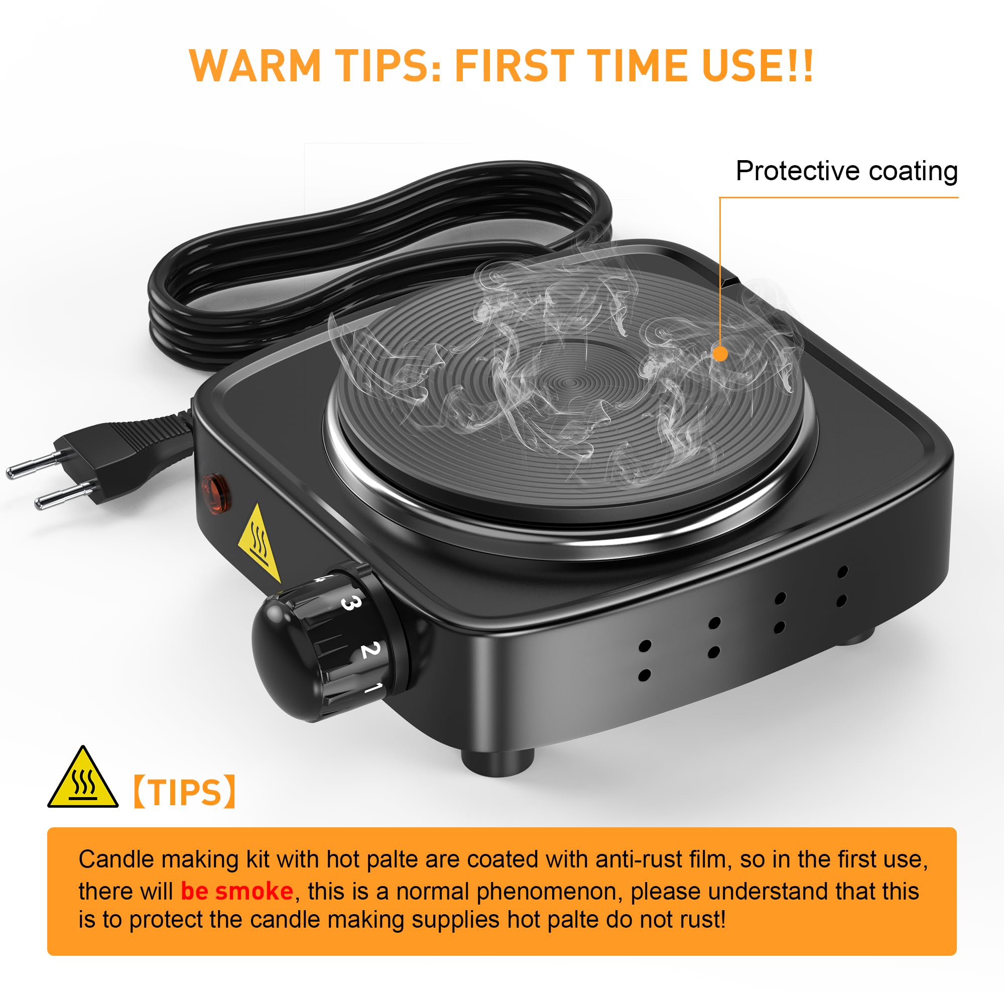 Kit Per Fare Candele Fai Da Te Con Piastra Elettronica 110V-500W: Pentola 900 Ml, Termometro, Cucchiaio, Supporti E Tappetino Anti-calore