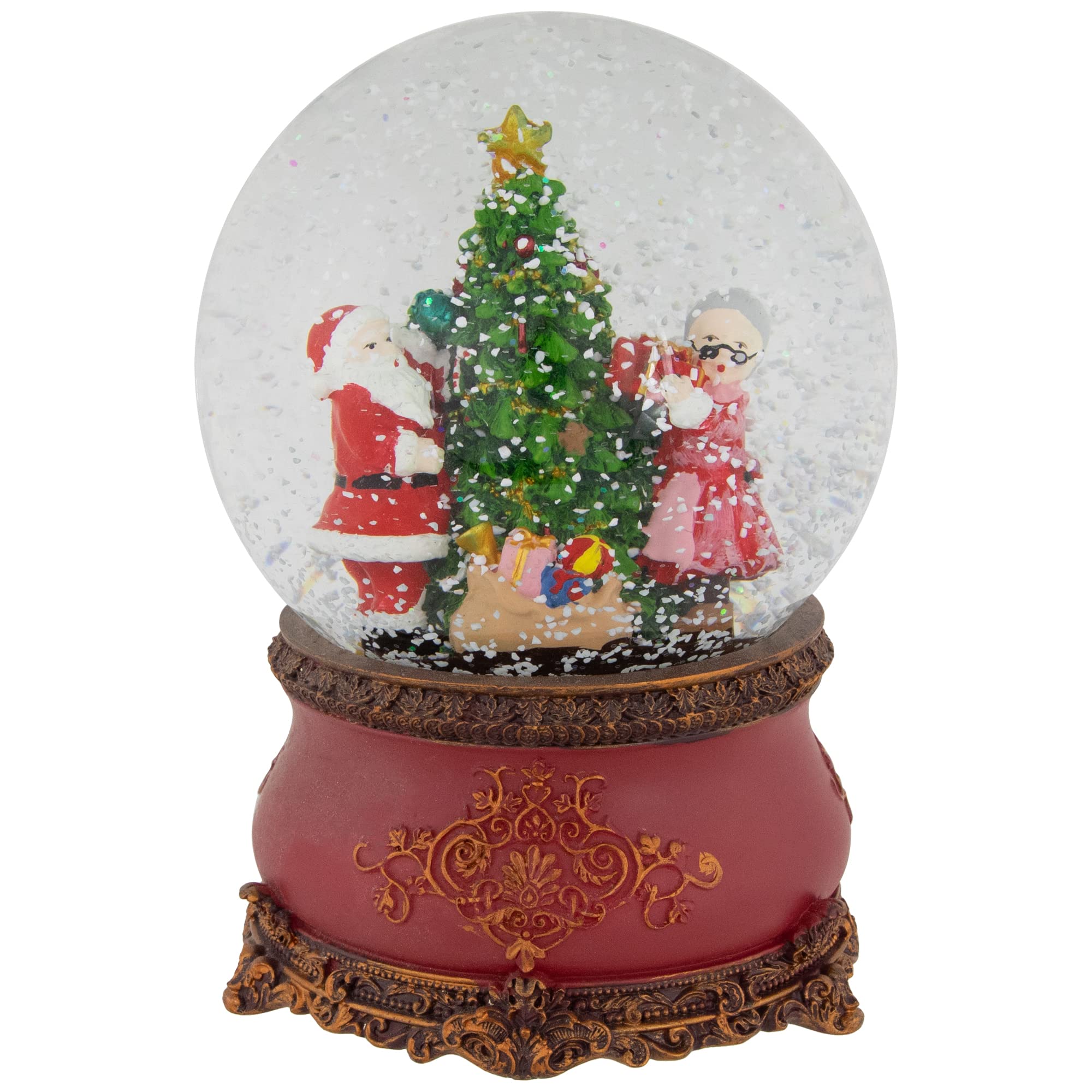Northlight Mr. & Mrs. Claus Decorating Christmas Tree Musical Water Globe, 6