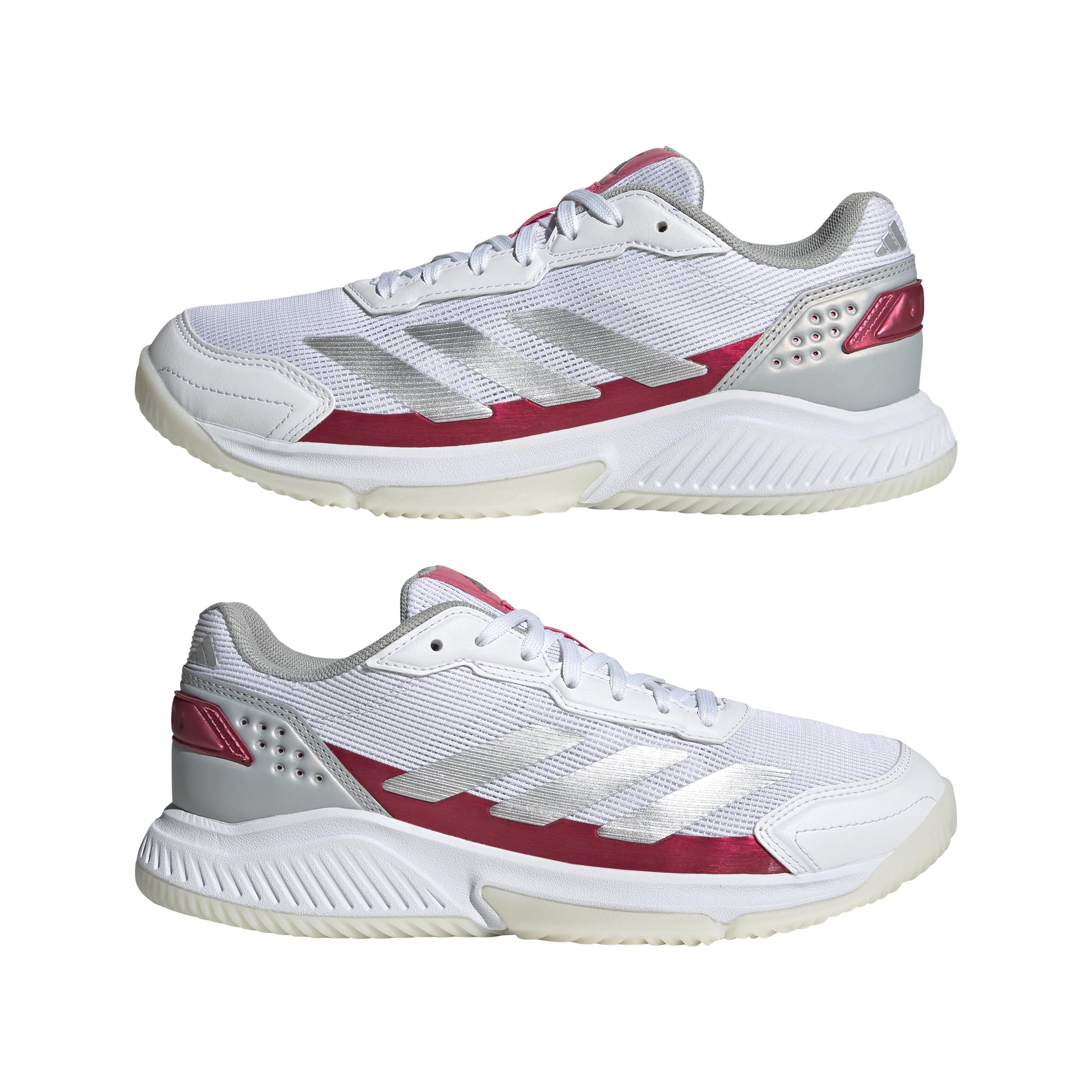 adidas Mujer Courtquick W Padel, Cloud White/Silver Metallic/Lucid Pink, 38 2/3 EU