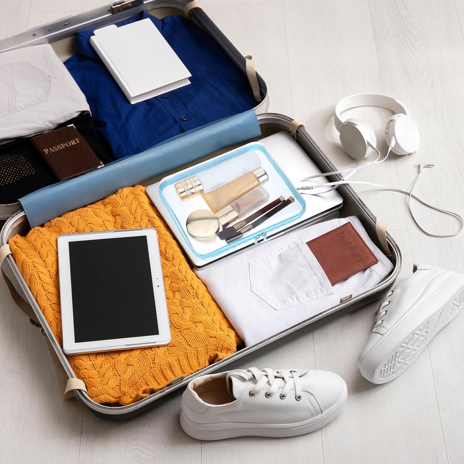 4 Pcs Clear Hard Shell Zipper Case, Hard Sided Pencil Case Clear Zipper Toys Puzzles Organizer, Travel Plastic Pouch for Makeup Storage Box, Building Blocks Bins - Image 7