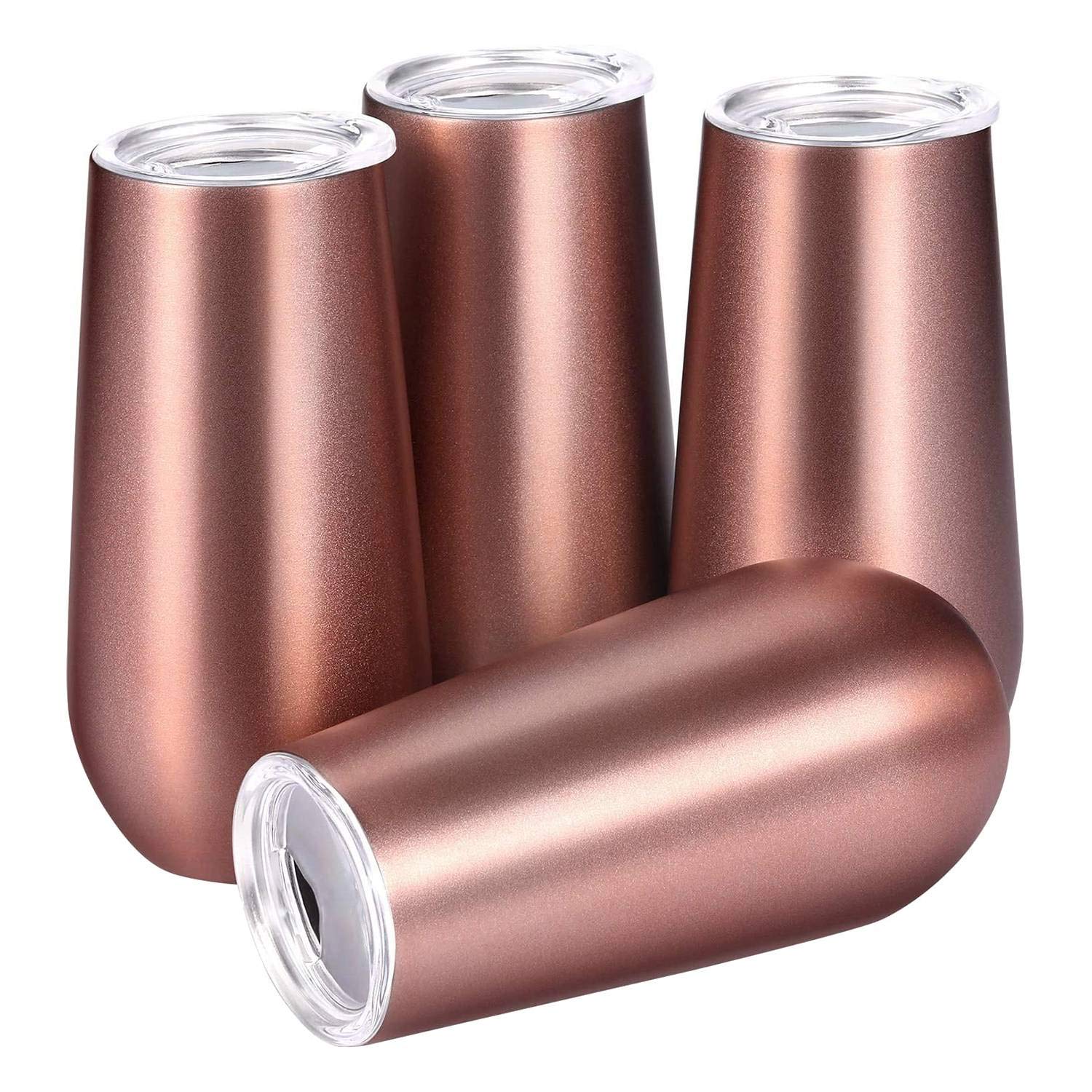 Gobelet à vin isolé en acier inoxydable 6 oz or rose lot de 4