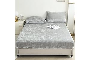 YIYEA Fitted Solid Plush Sheet for Full Bed