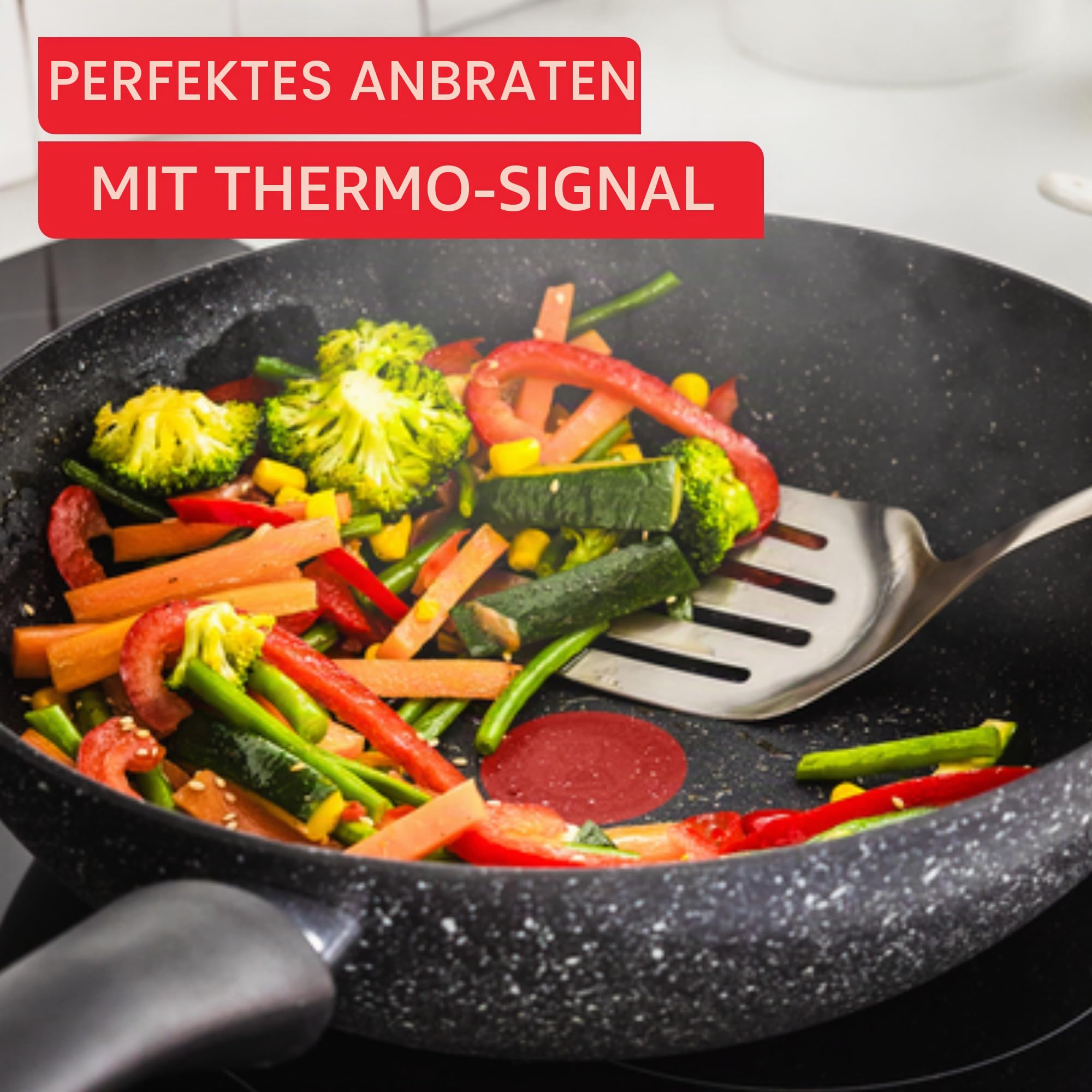 Tefal Titanium Stone Wok 28 cm, Hochleistungs-Antihaftbeschichtung, Metallspatel sicher, alle Herdarten inklusive Induktion, E1051945