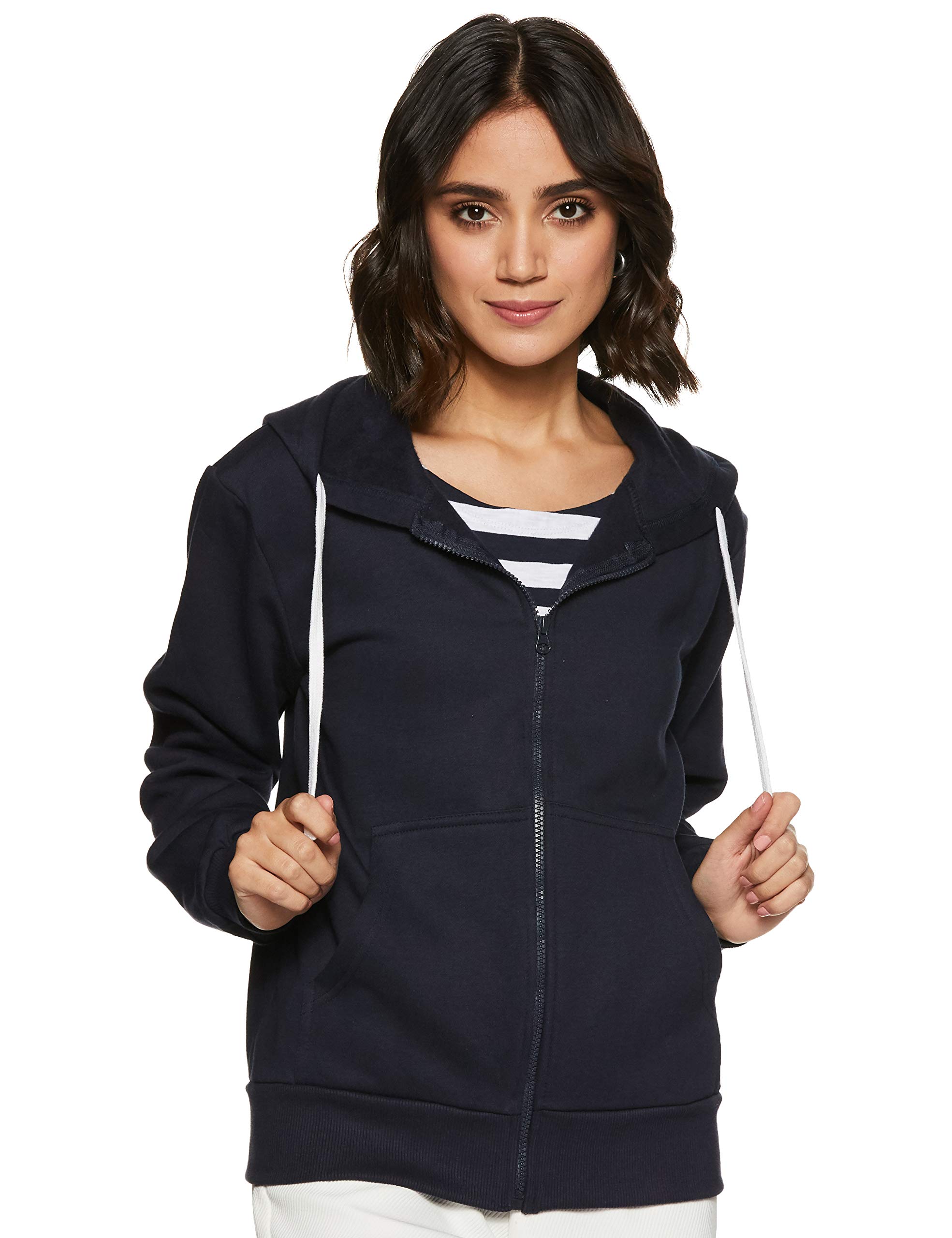 Campus Sutra PINACOLADA Women Denim Zipper Hoodie in blue