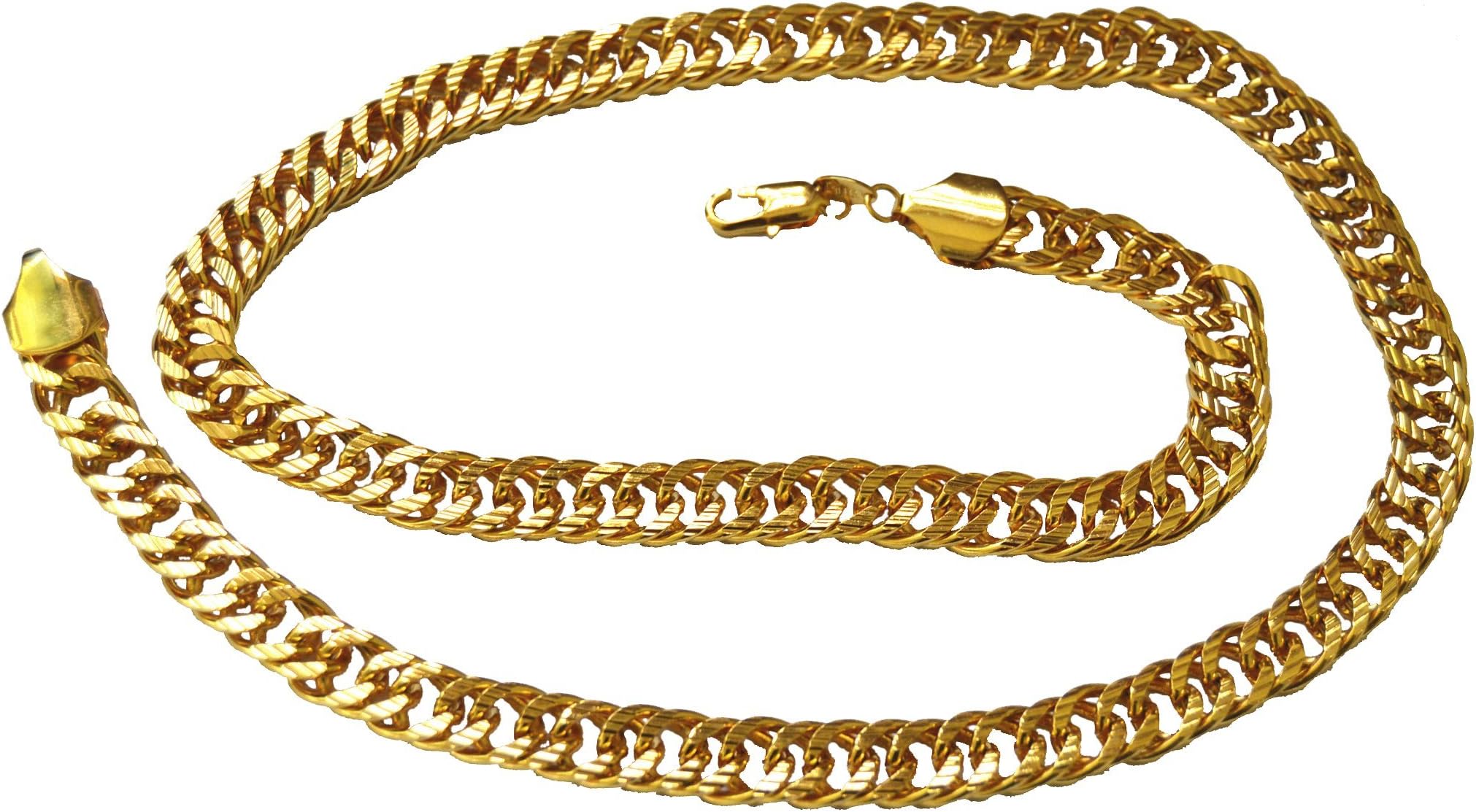 Happy2girls Real 24k Yellow Gold Filled Men's Necklace Curb Chain 10mm