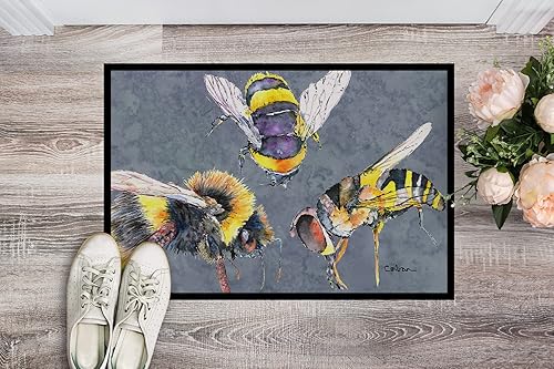 Miniatura 2 de Caroline's Treasures 8879JMAT Bee Times Three - Tapete para puerta delantera, 24 x 36 pulgadas, para interiores y exteriores, para entrada,