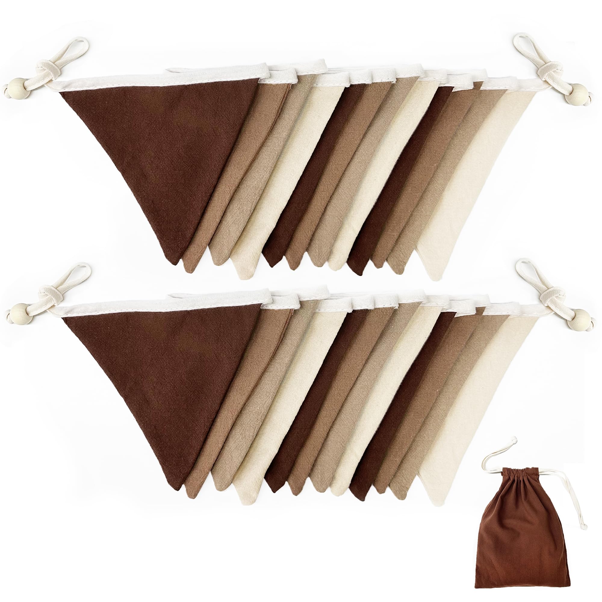 2 Sets von braunen Girlanden mit Farbverlauf, 24 Stück, braune Wimpel, Banner, Flaggen, Boho-Stoff, Dreiecksschlangen für Kinder, Dschungel, Wald, Geburtstag, Babyparty, Teddybär, Party-Dekoration,